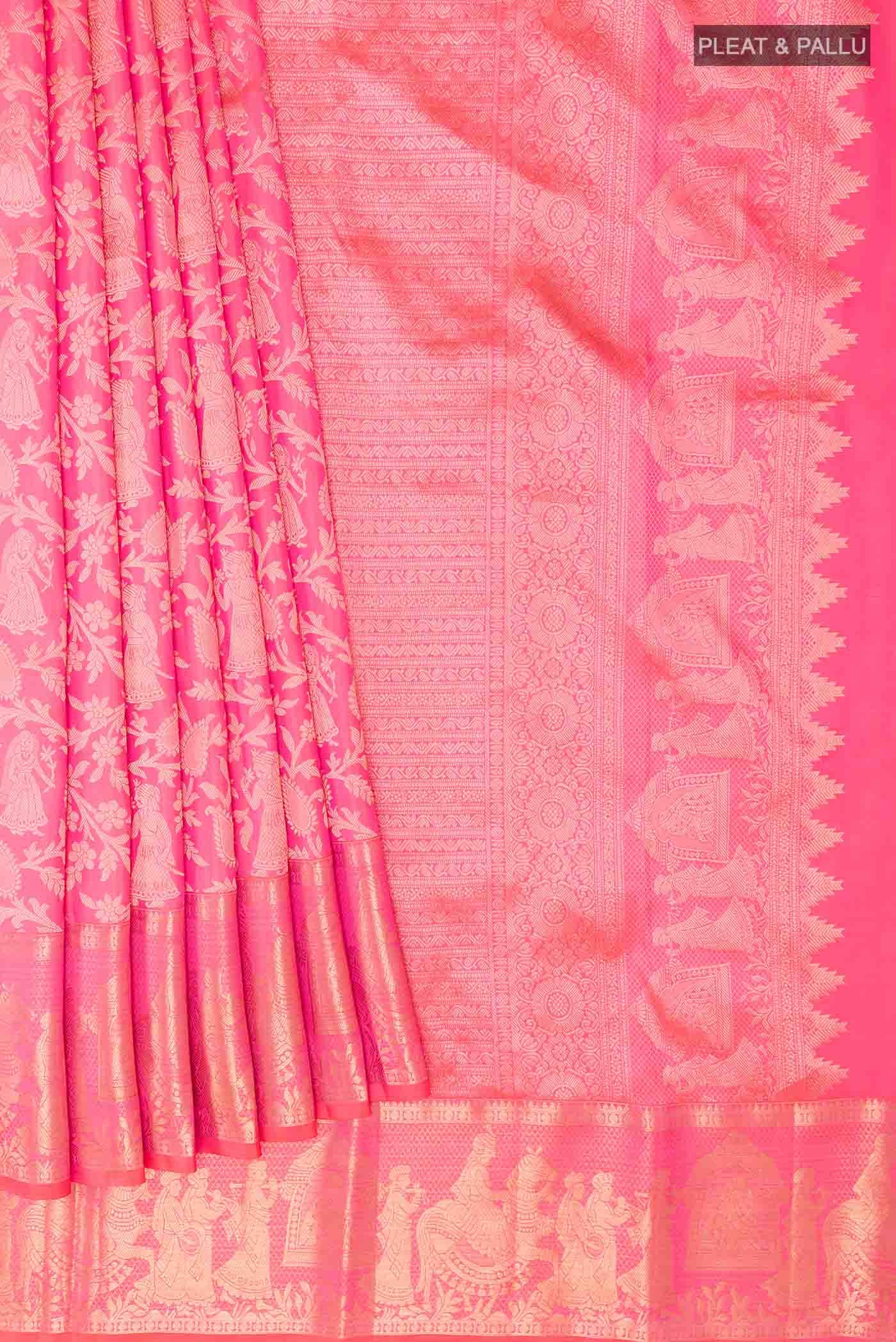 Pink Dual Tone Kanchipuram Silk Saree