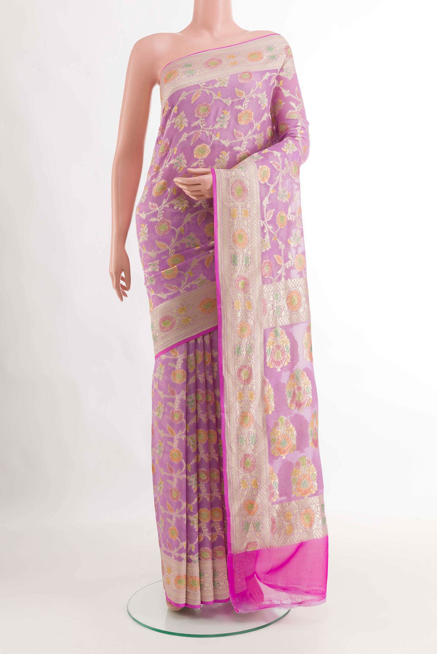 Lavender Banarasi Georgette Saree