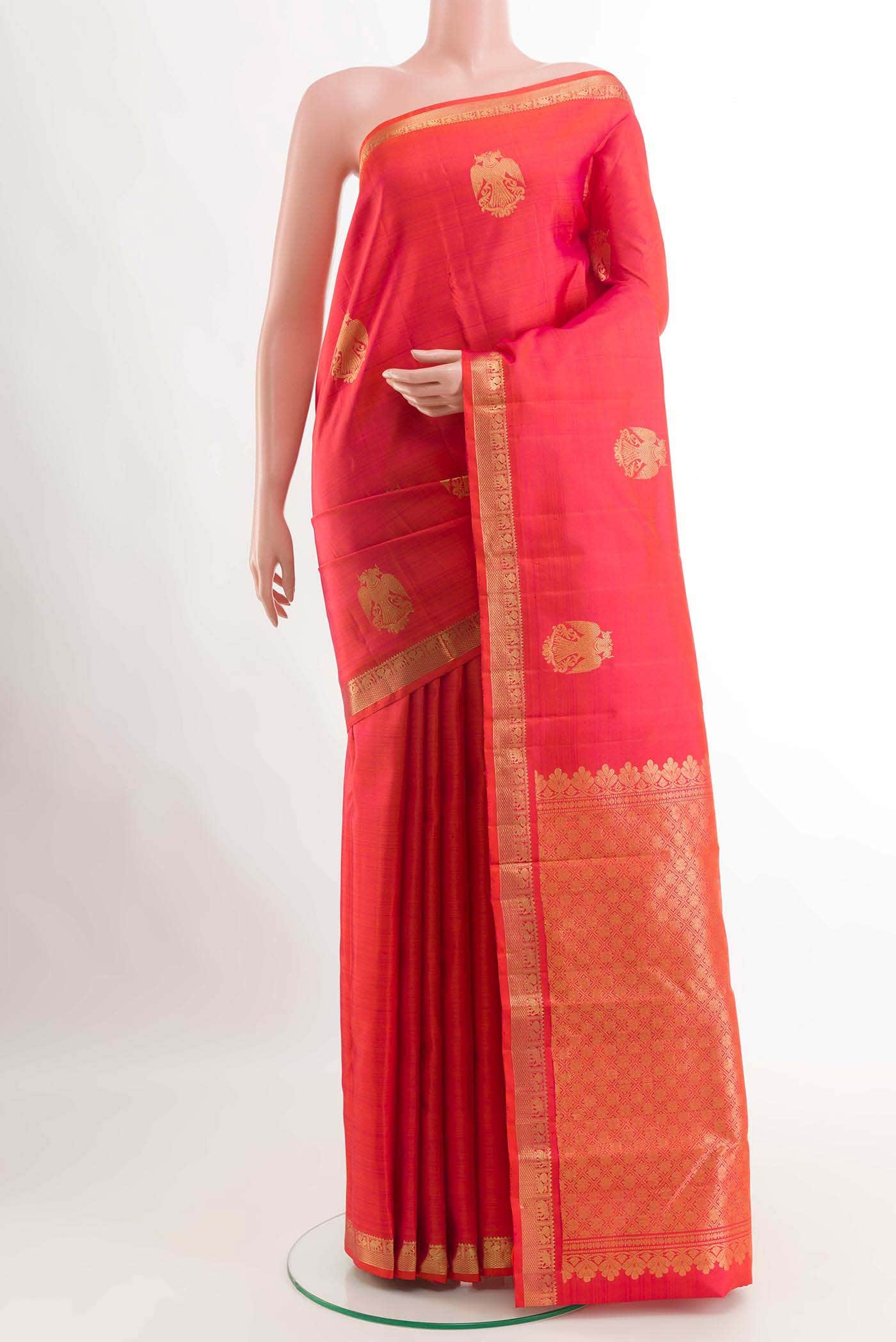 Pink Dual Tone Kanchipuram Silk Saree