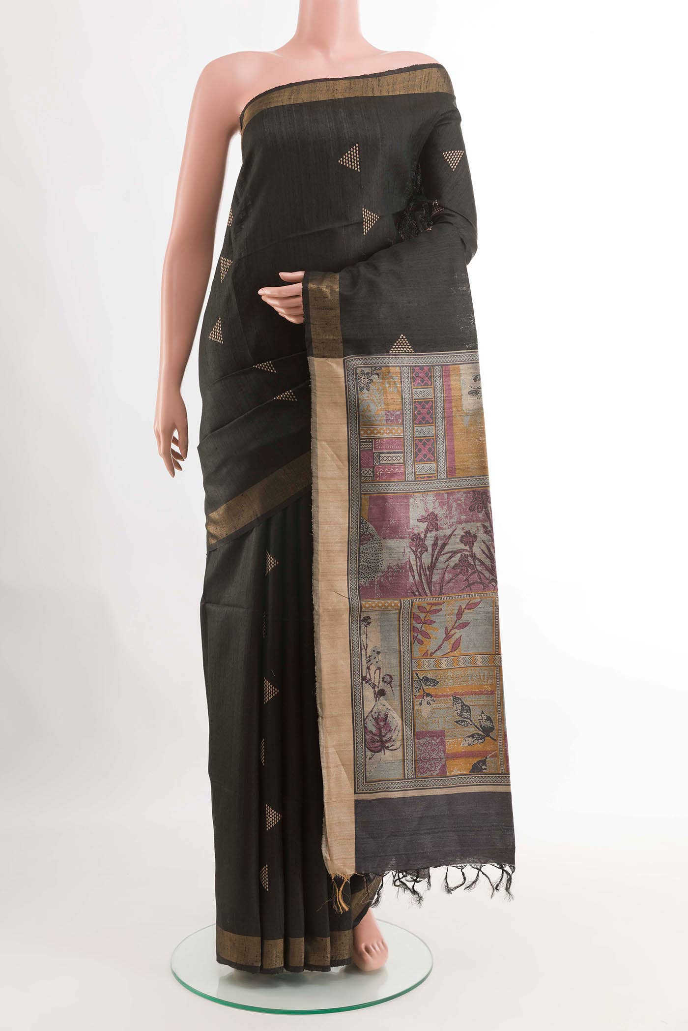 Black Tussar Saree