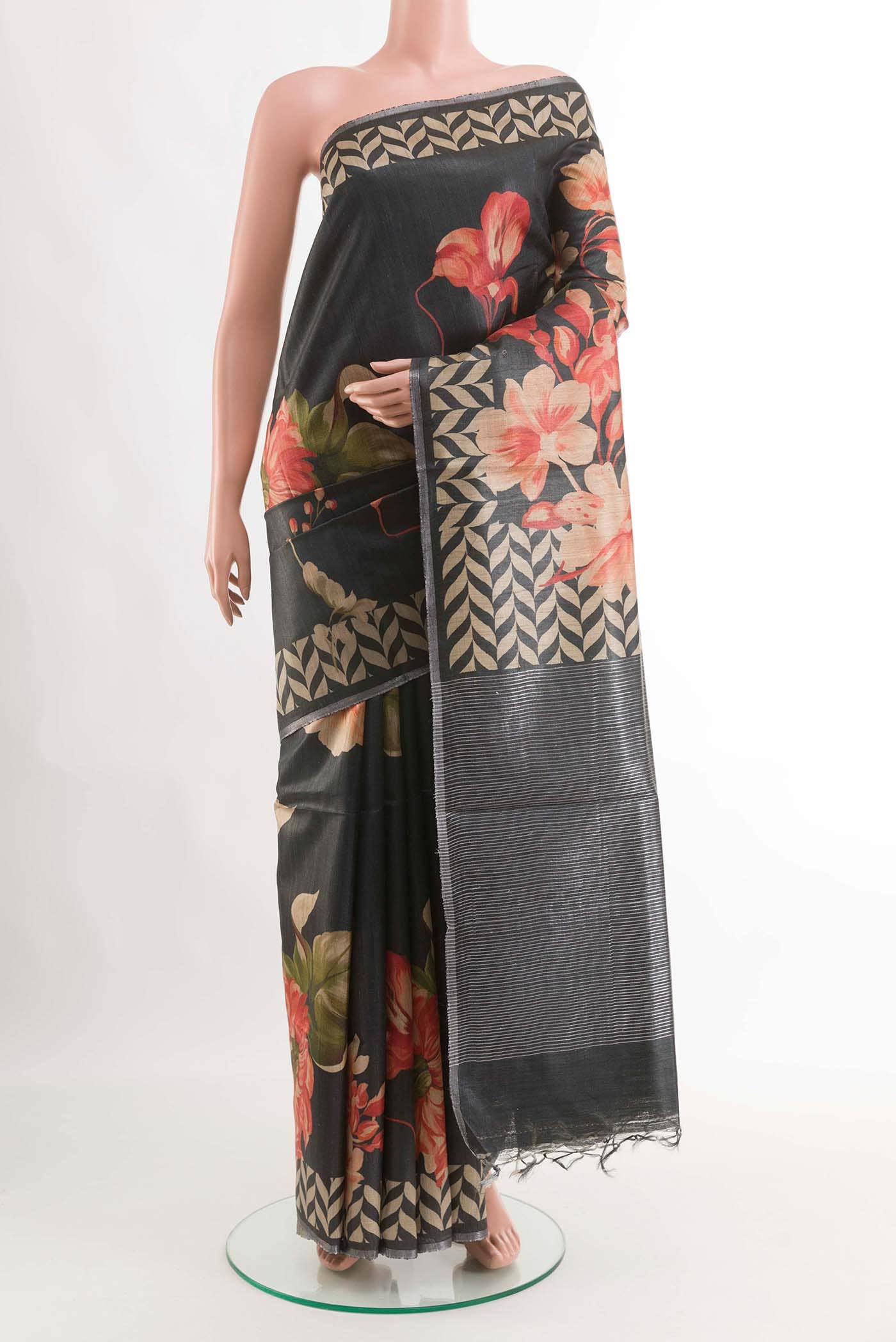 Dark Blue Tussar Saree