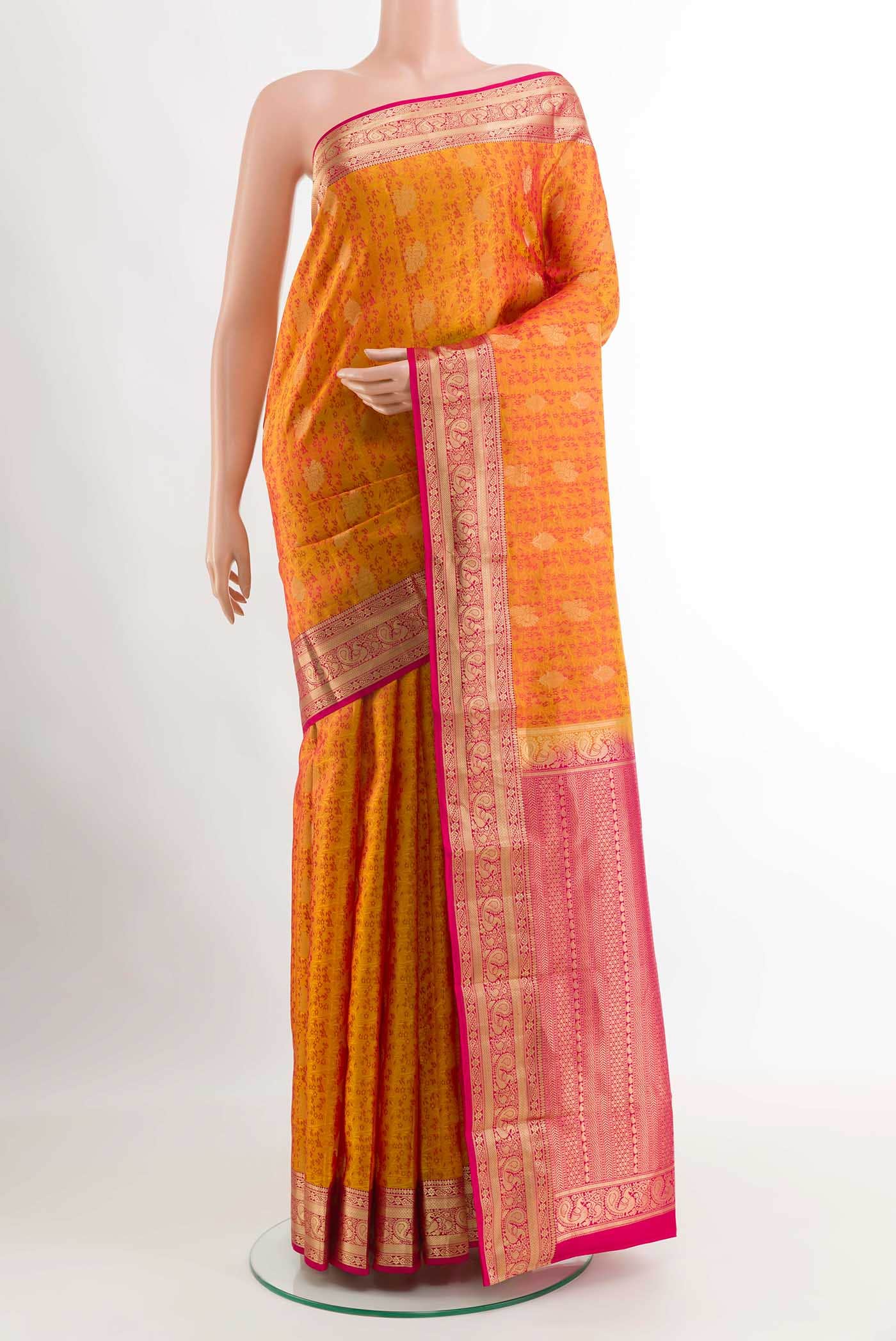 Yellow Dual Tone Kanchipuram Silk Saree
