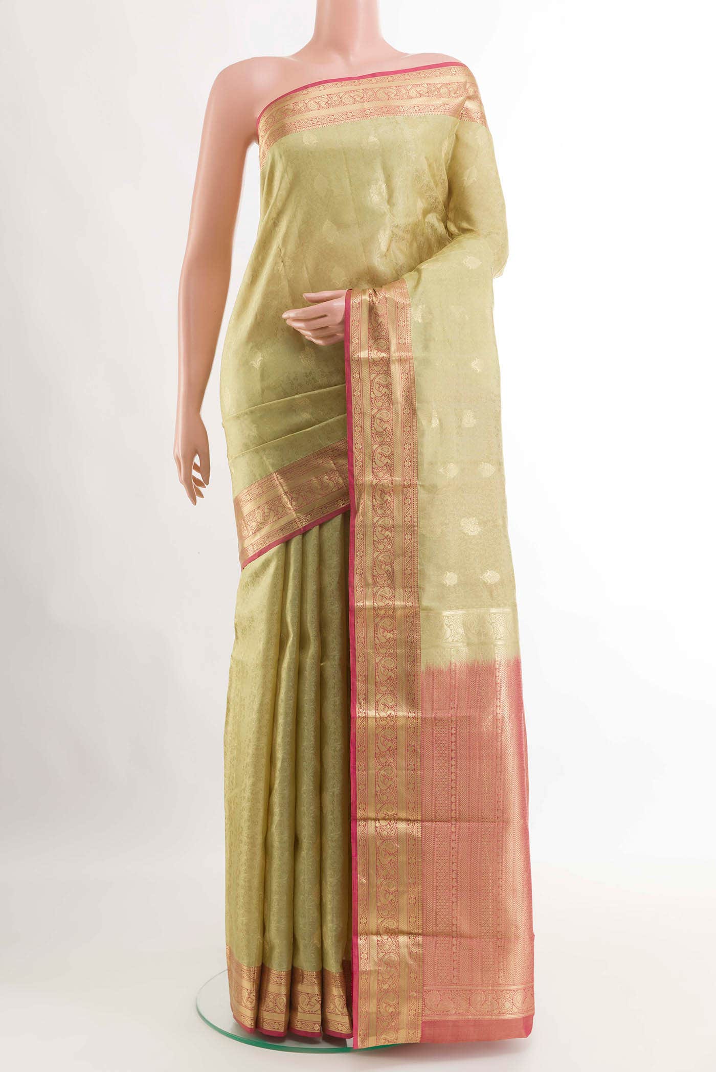 Golden Dual Tone Kanchipuram Silk Saree