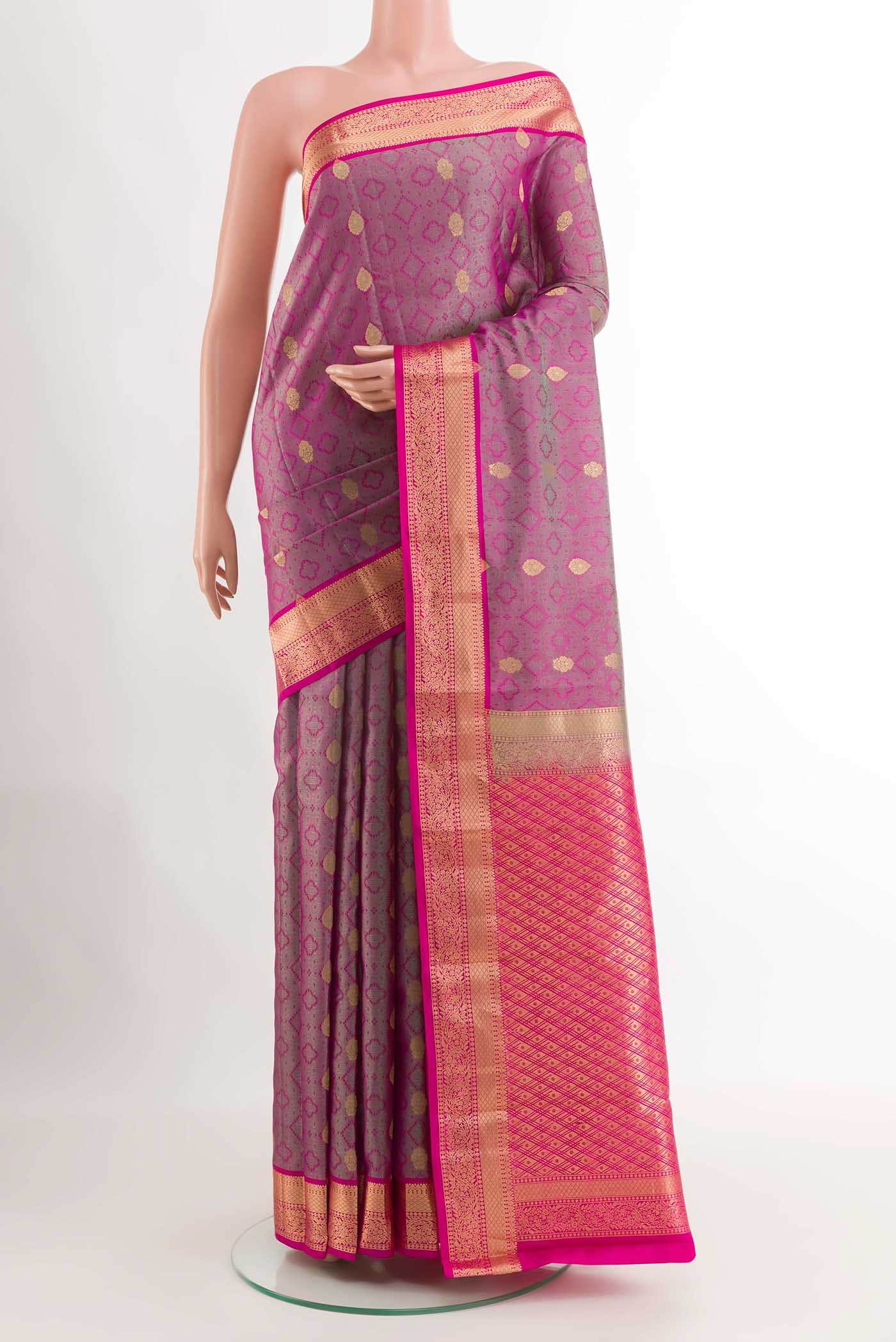 Dark Pink Kanchipuram Silk Saree