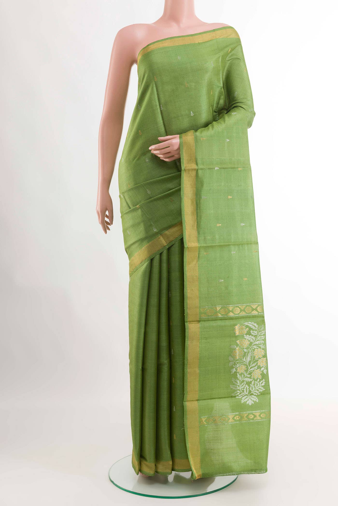 Green Tussar Silk Saree