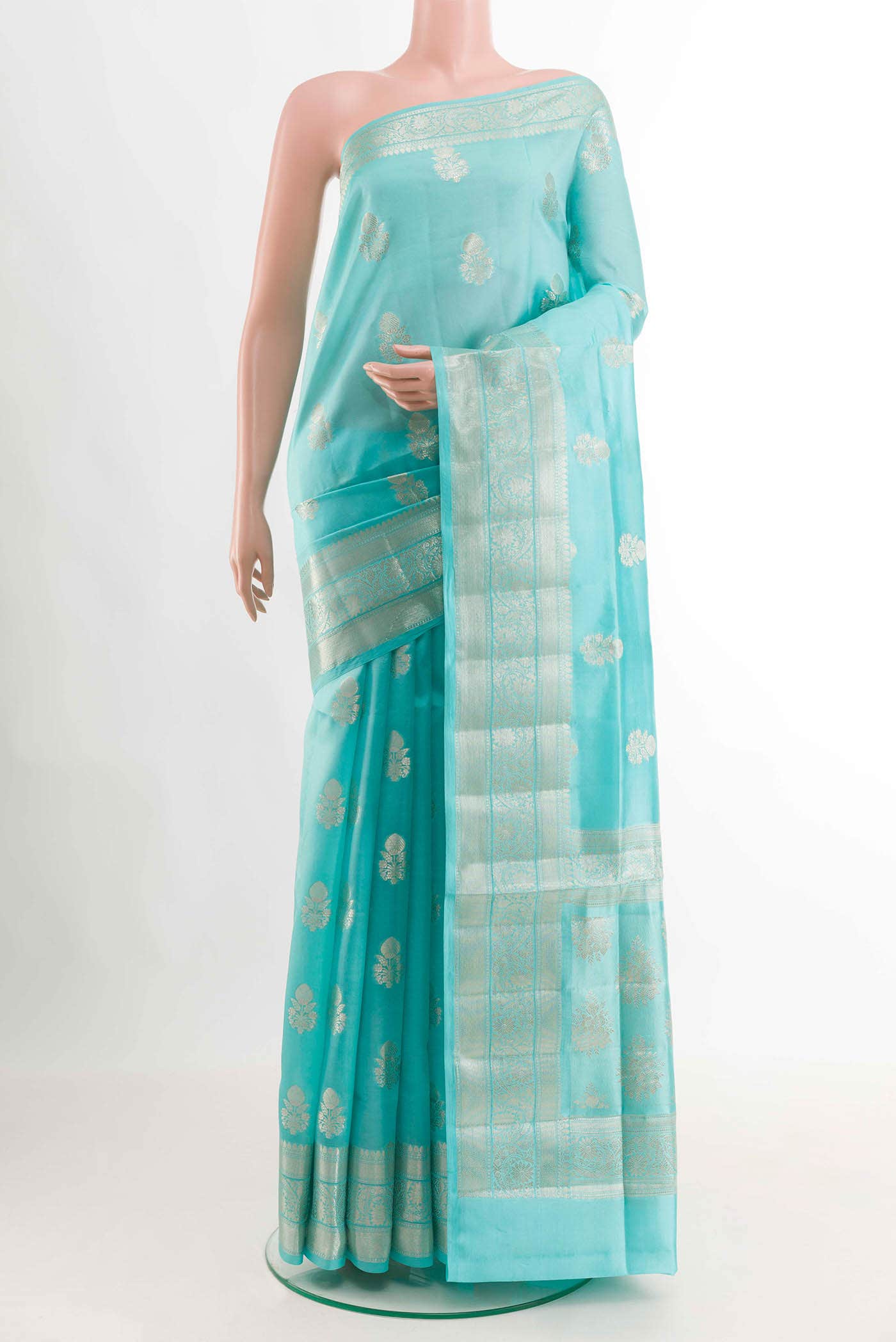 Blue Banarasi Tussar Silk Saree