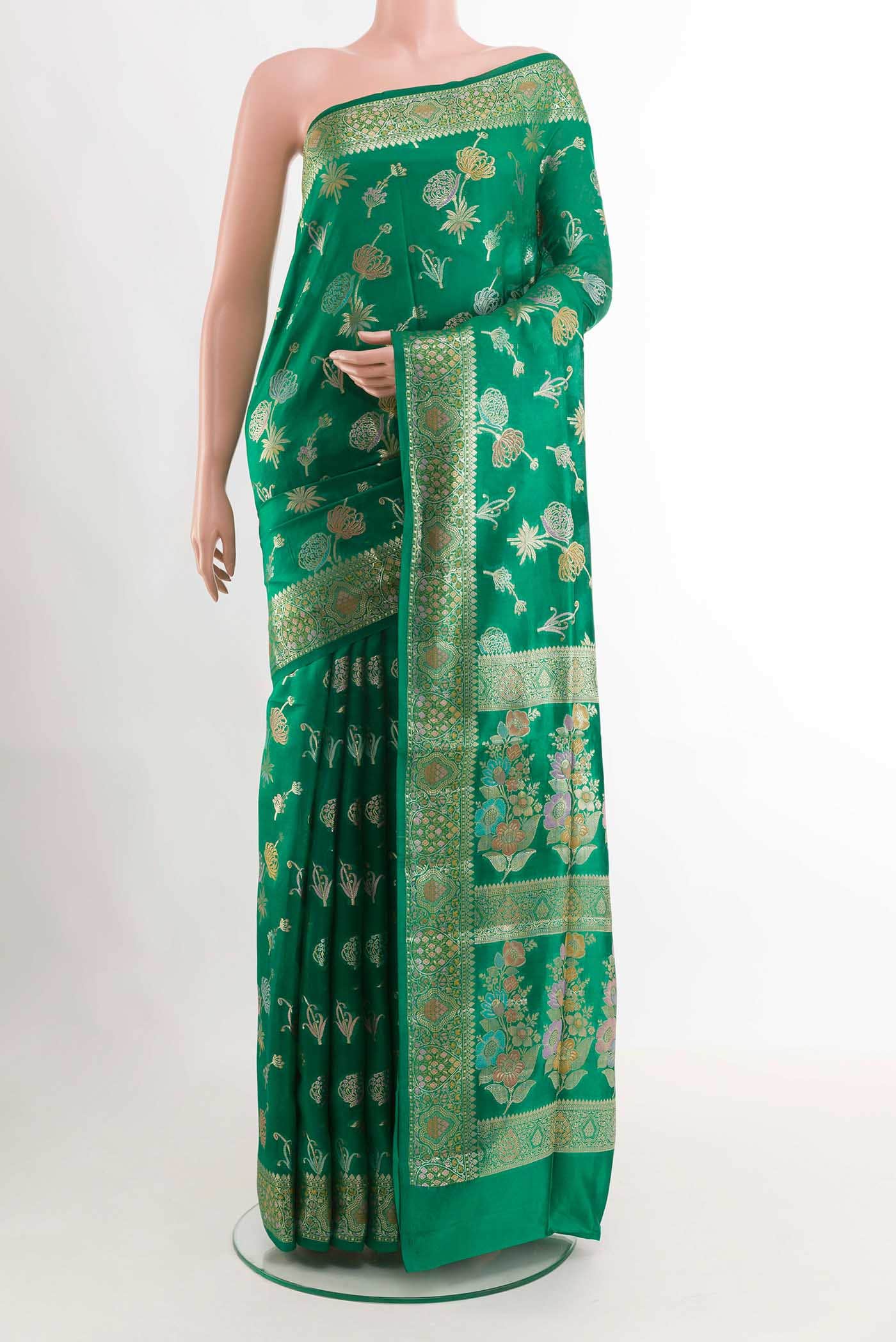 Green Banarasi Tussar Silk Saree