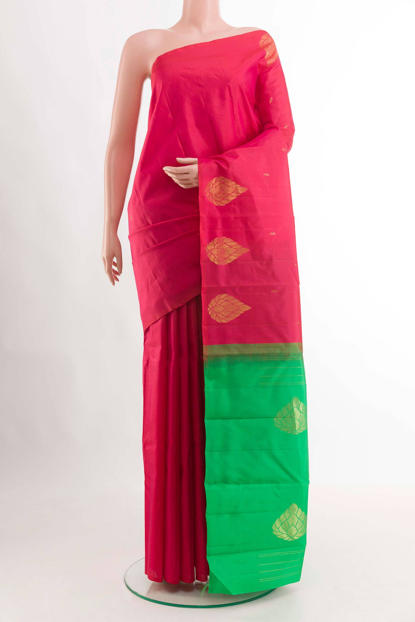 Dark Pink Kanchipuram Silk Saree