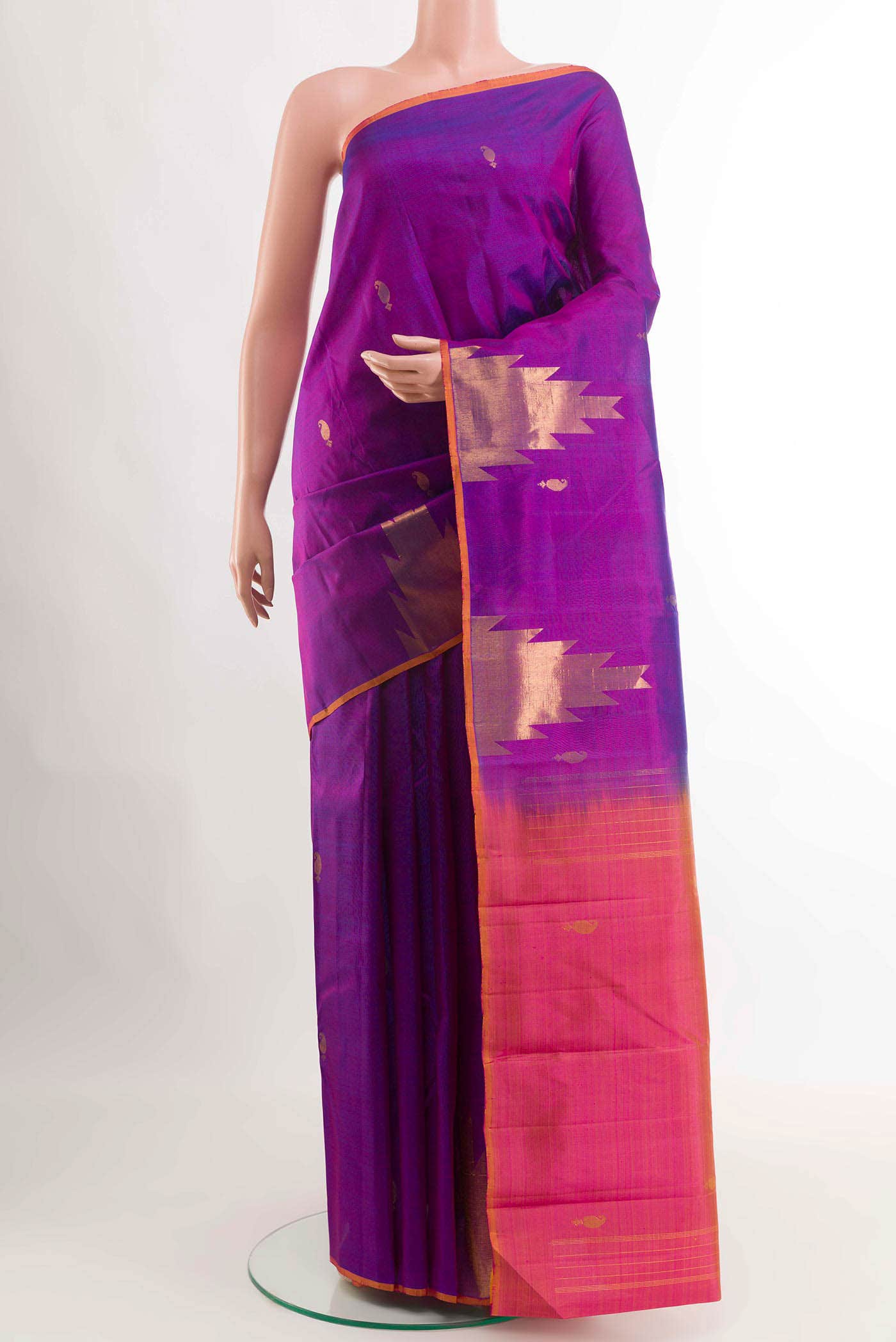 Purple Dual Tone Kanchipuram Silk Saree