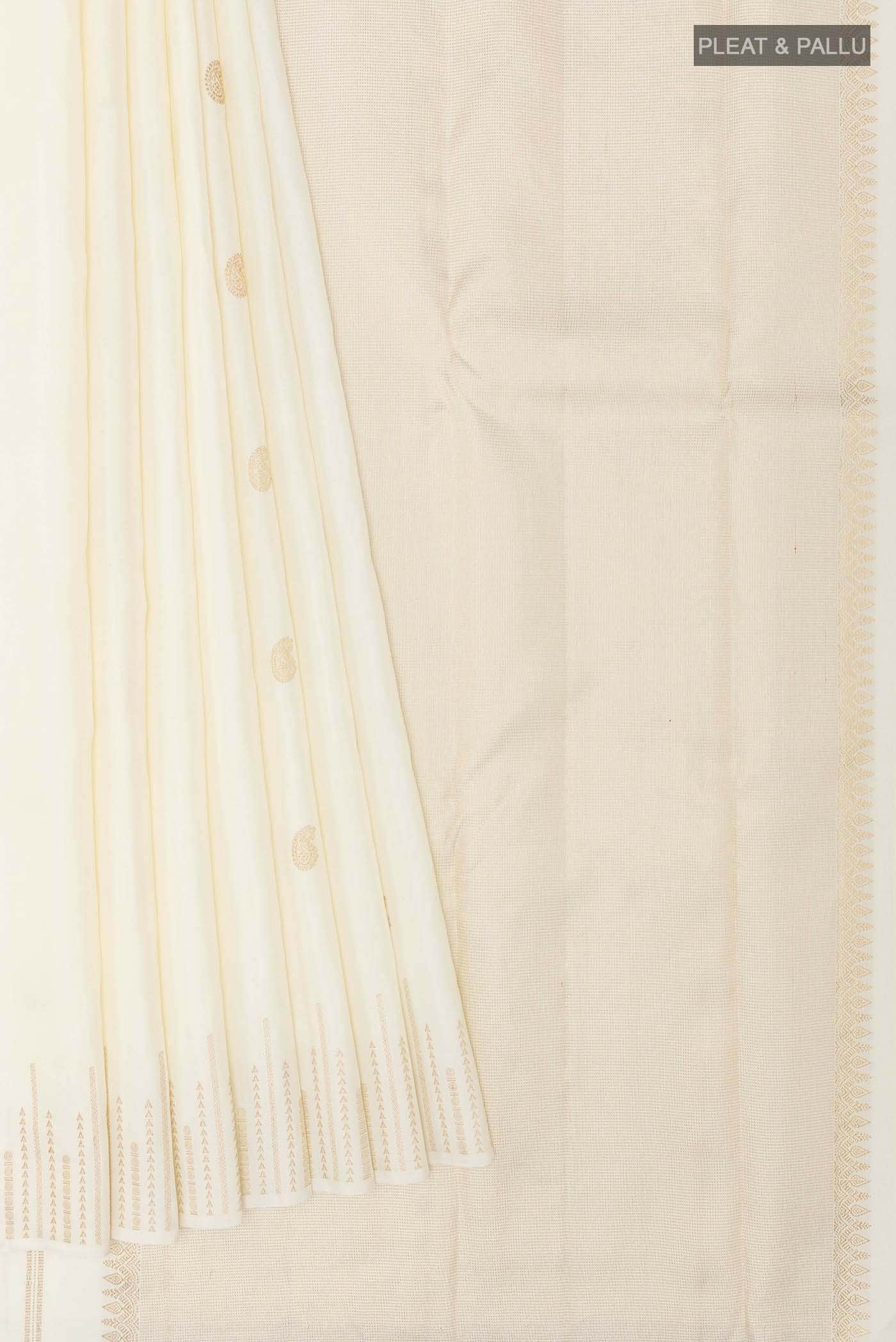 White Kanchipuram Silk Saree