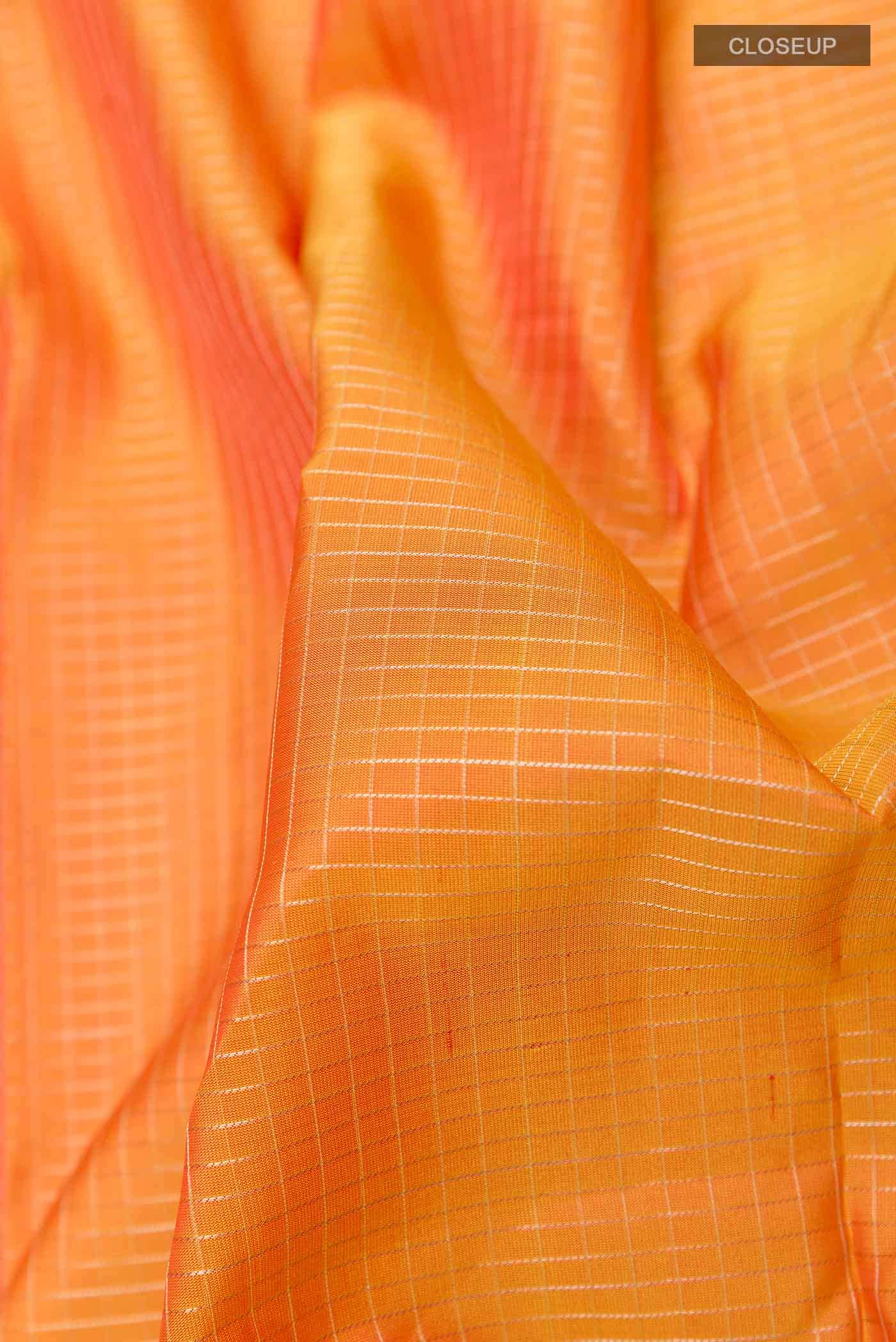 Orange Dual Tone Kanchipuram Silk Saree