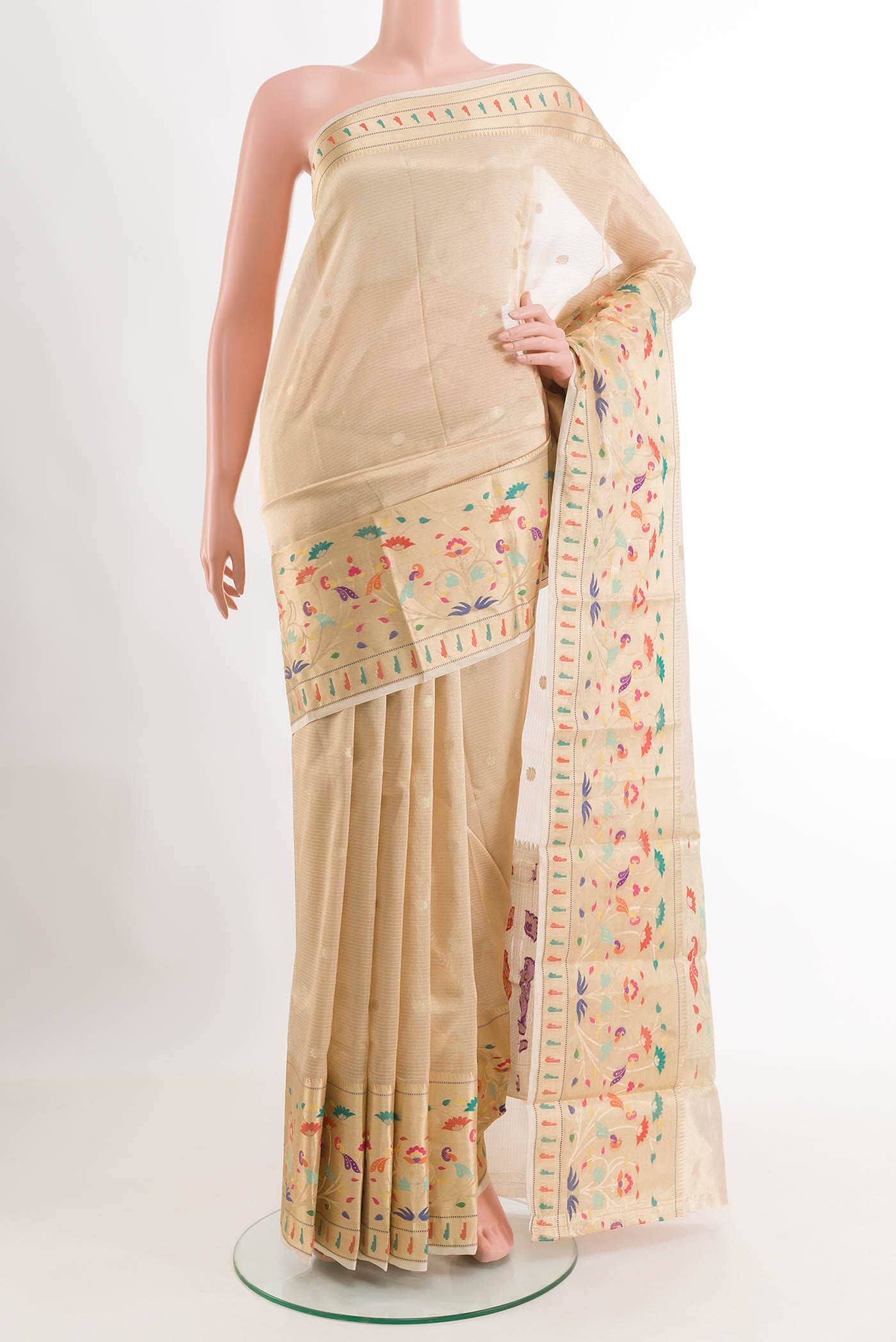 Beige Kota Silk Saree