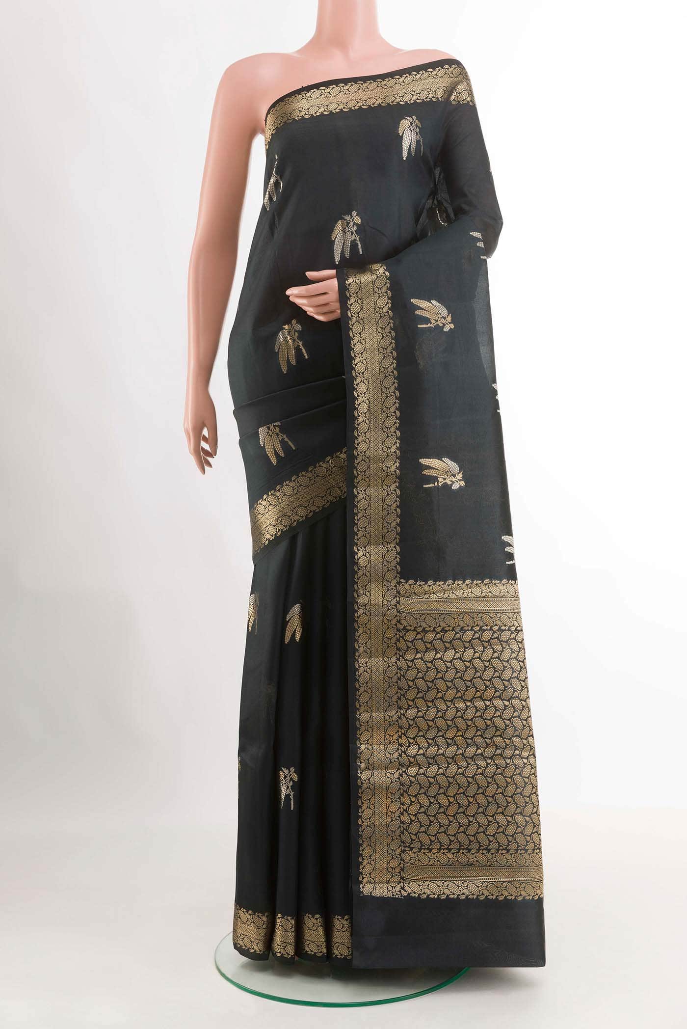 Black Tussar Silk Saree