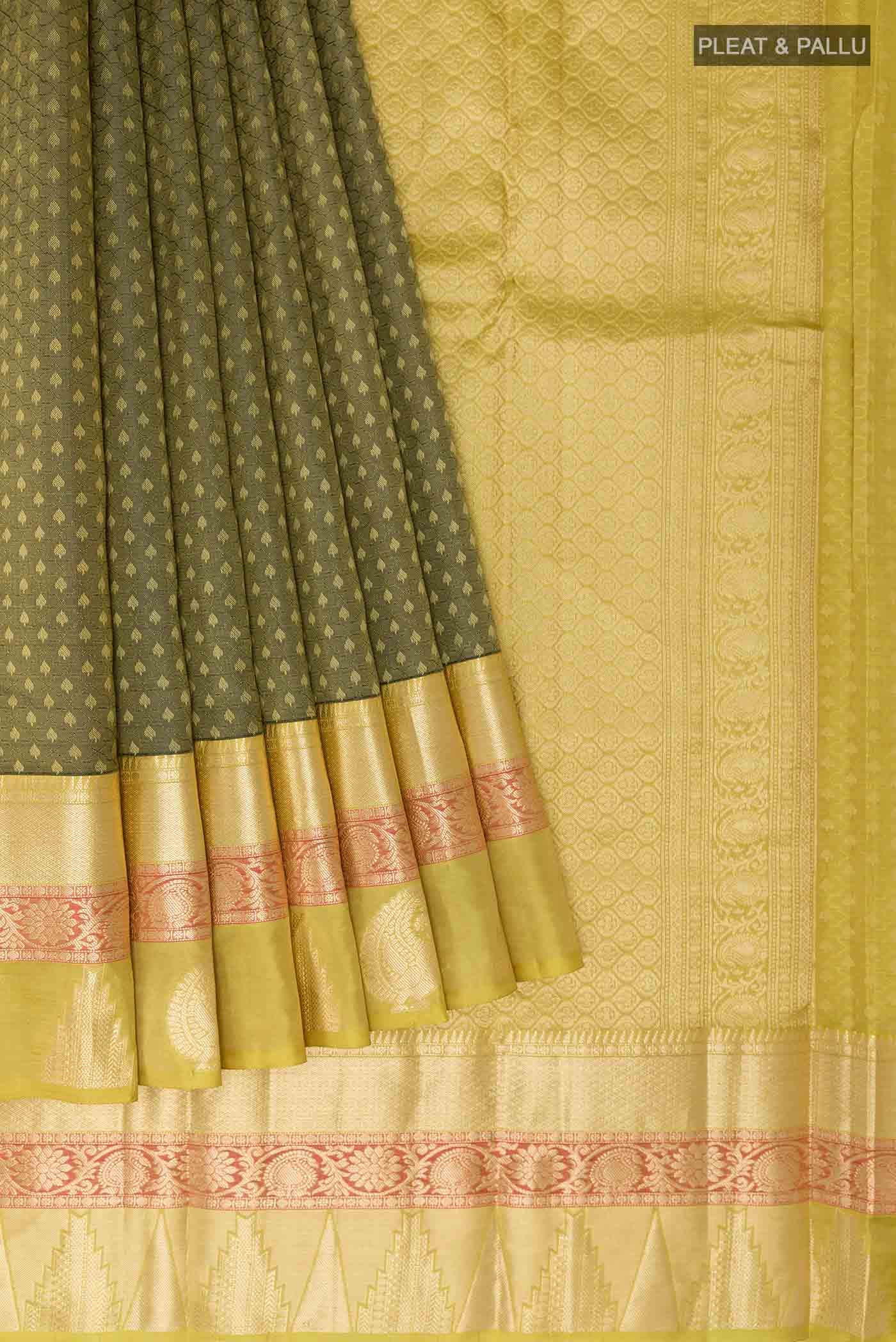 Mehandi Green Kanchipuram Silk Saree