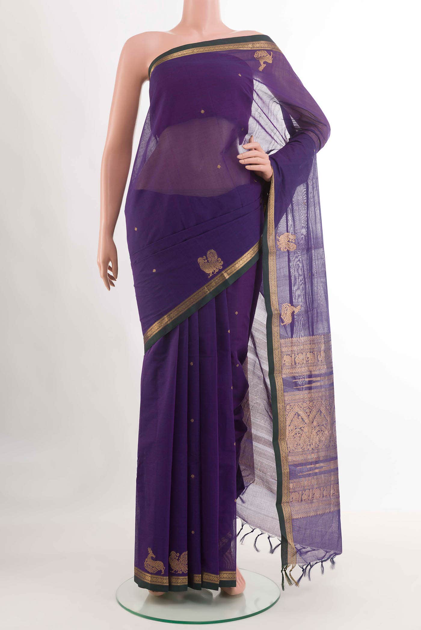 Blue Blended Kanchi Cotton Saree