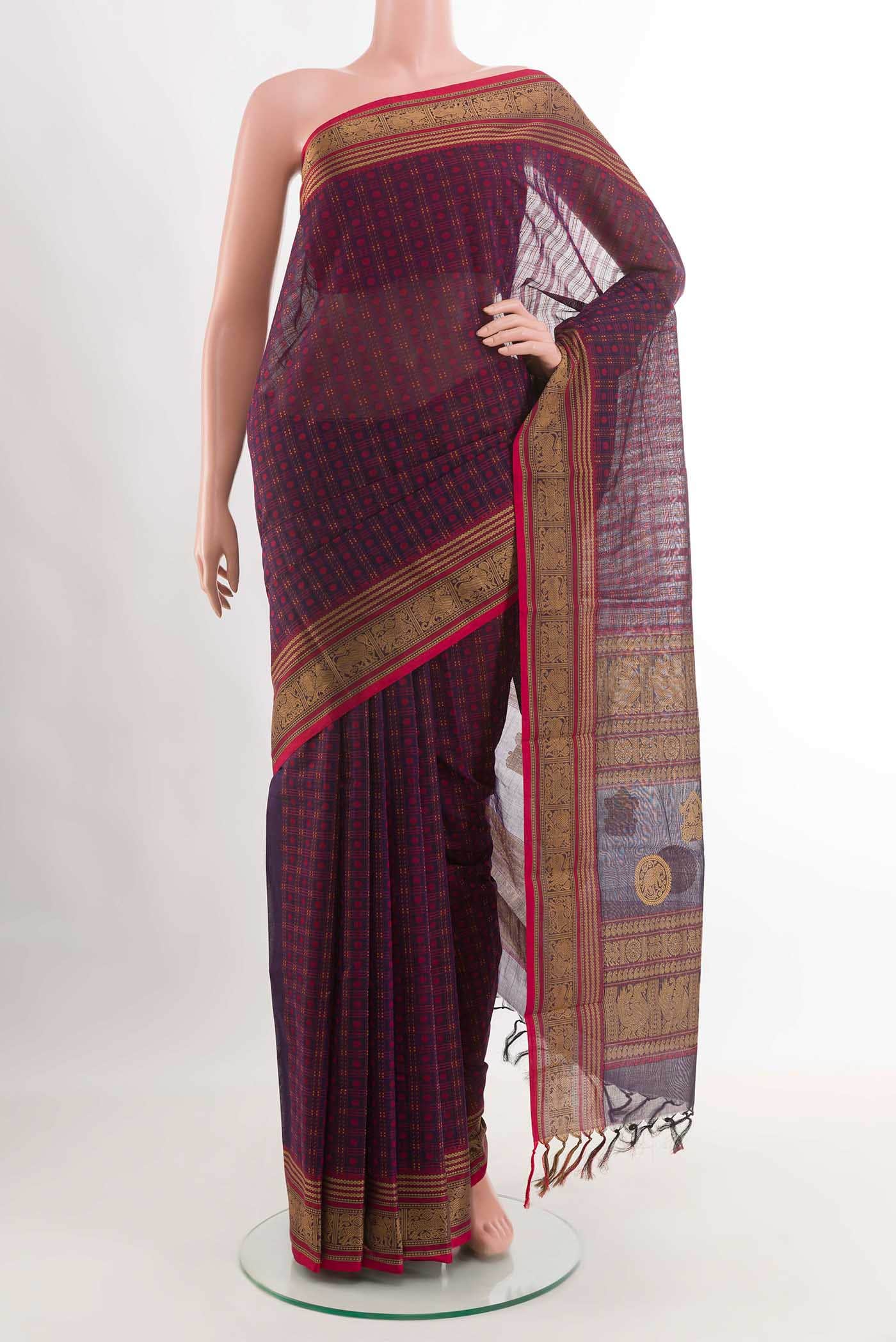 Purple Kanchi Cotton Saree