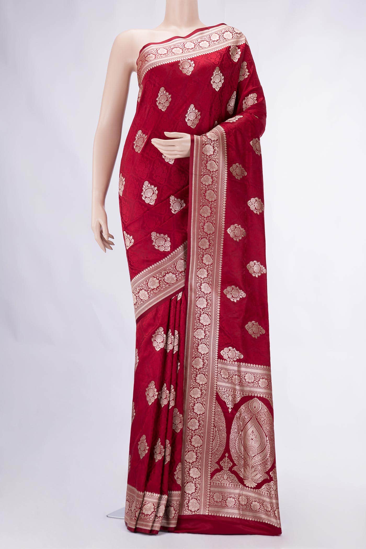 Maroon Dual Tone Blended Banarasi Silk Saree