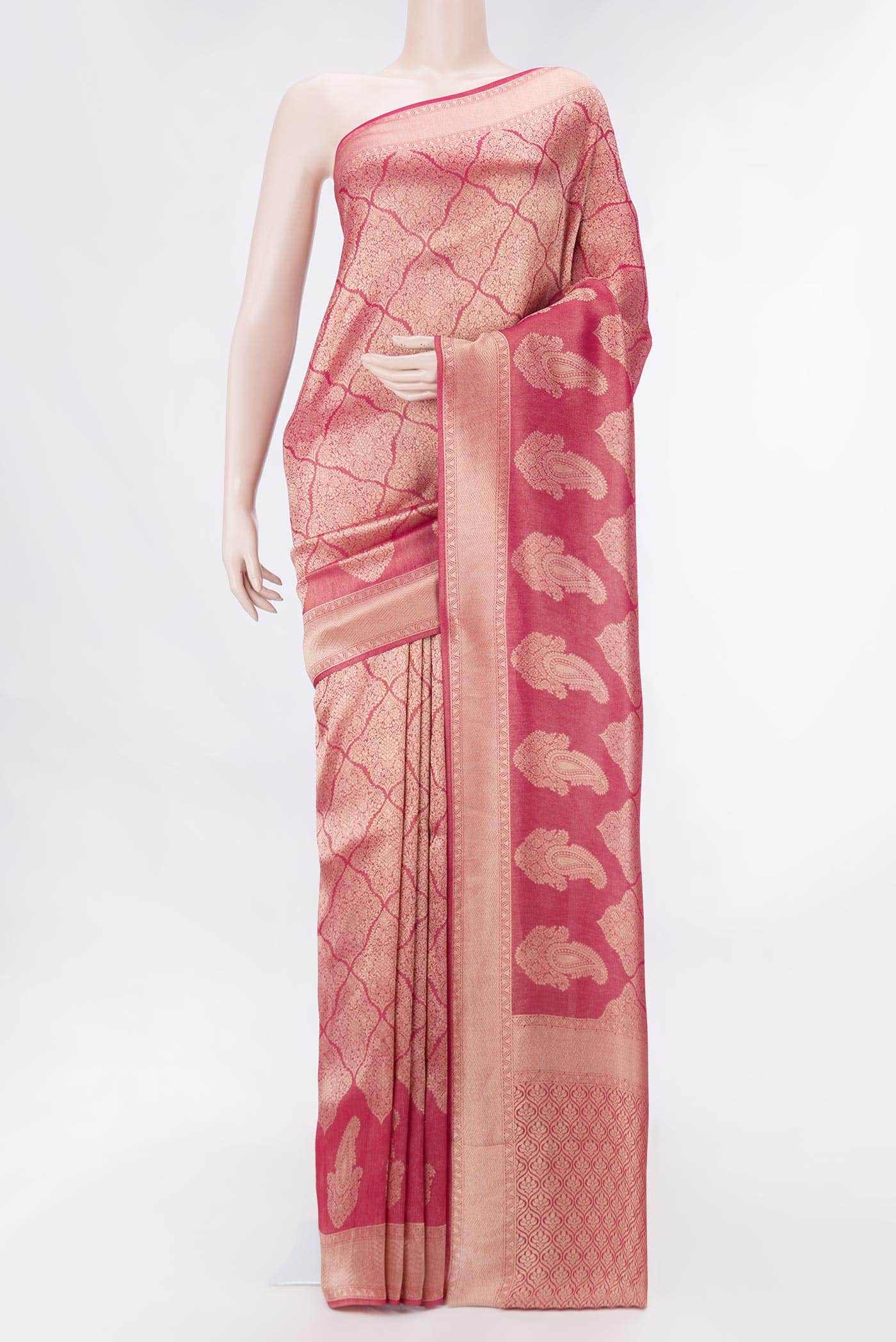 Pink Dual Tone Blended Banarasi Silk Saree