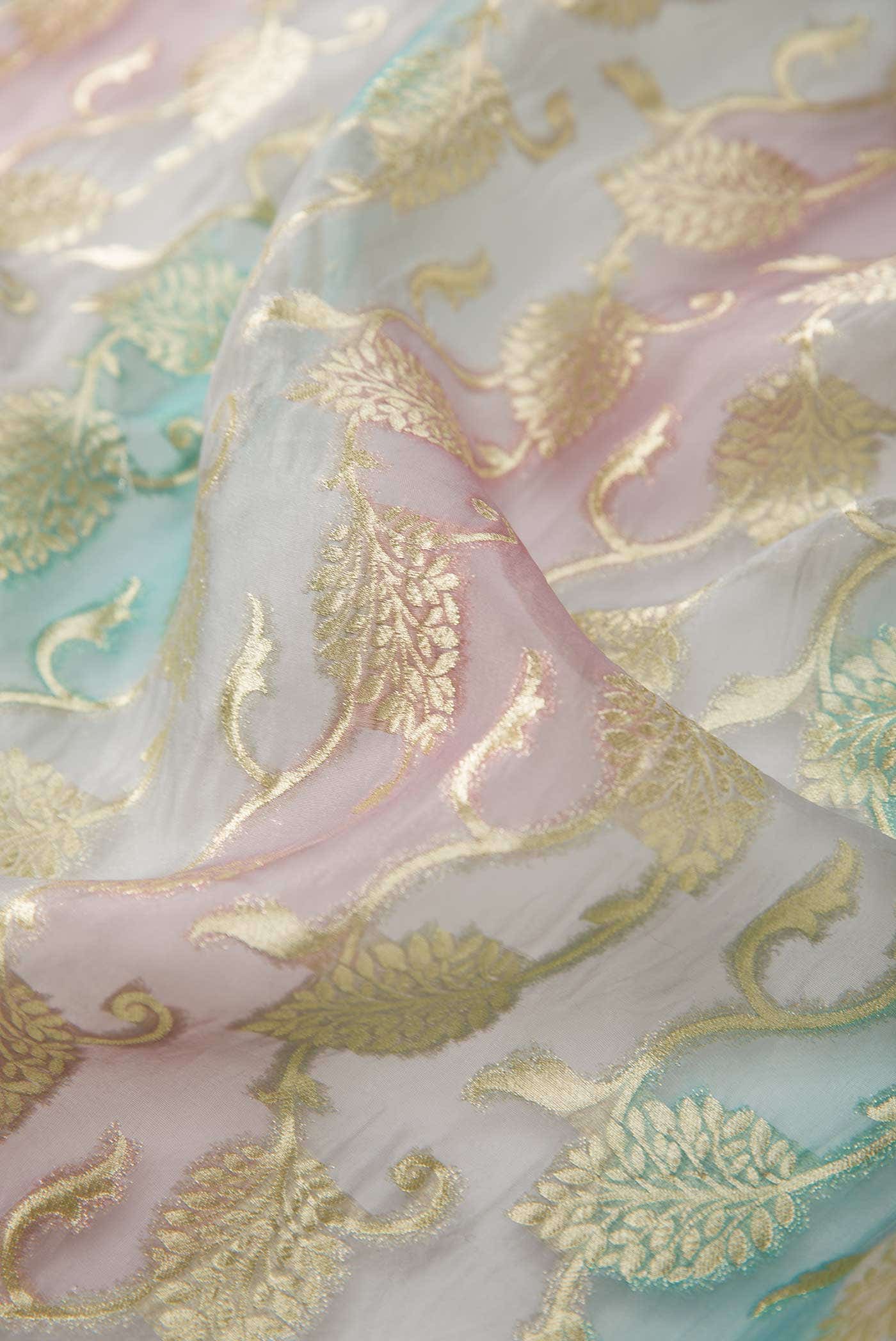 Blue and Lavender Organza Silk Dress Material