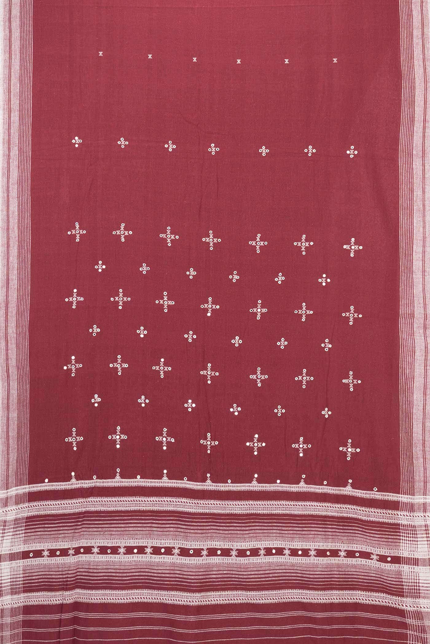 Maroon Dual Tone Linen Cotton Saree