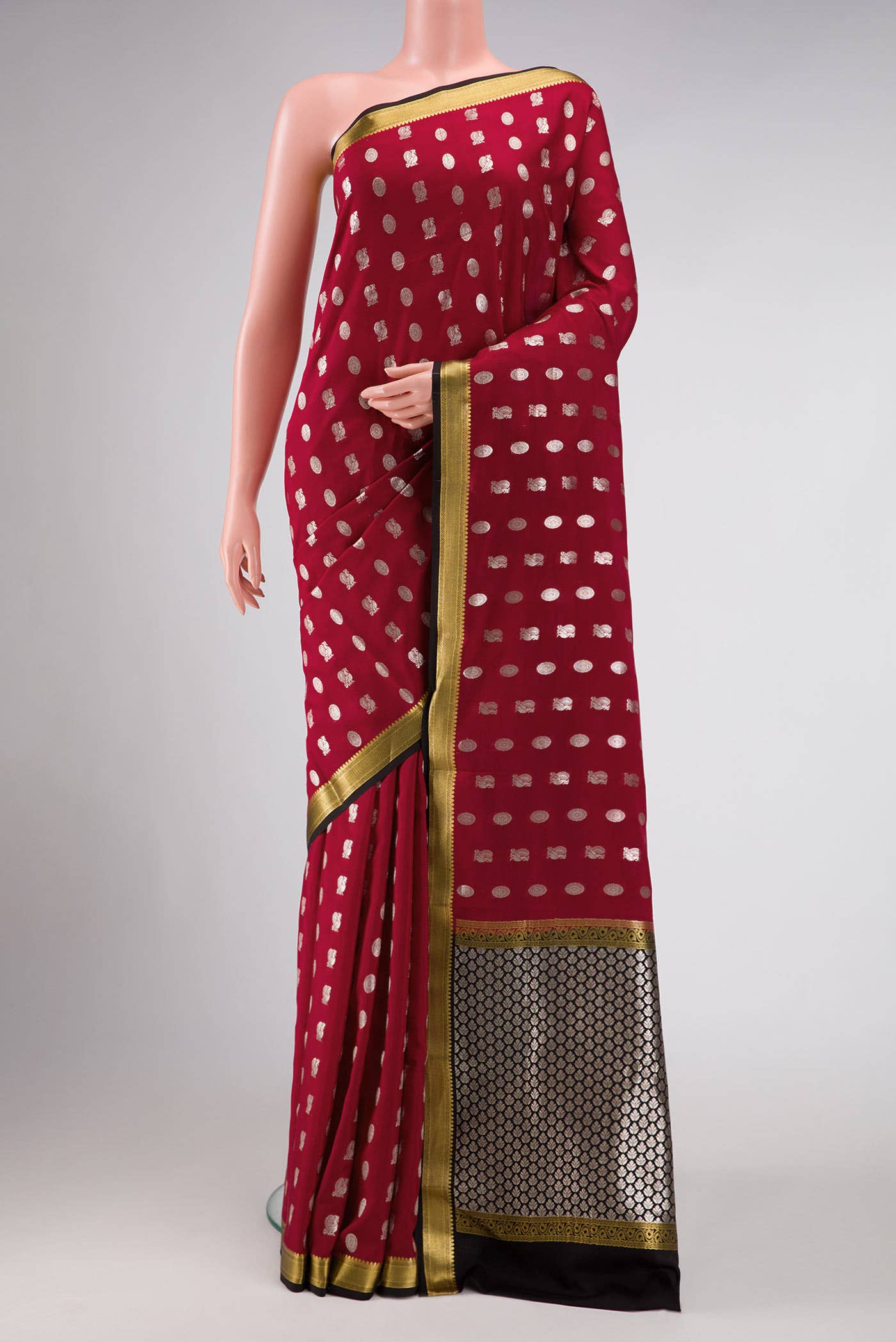 Maroon Dual Tone Mysore Crepe Saree