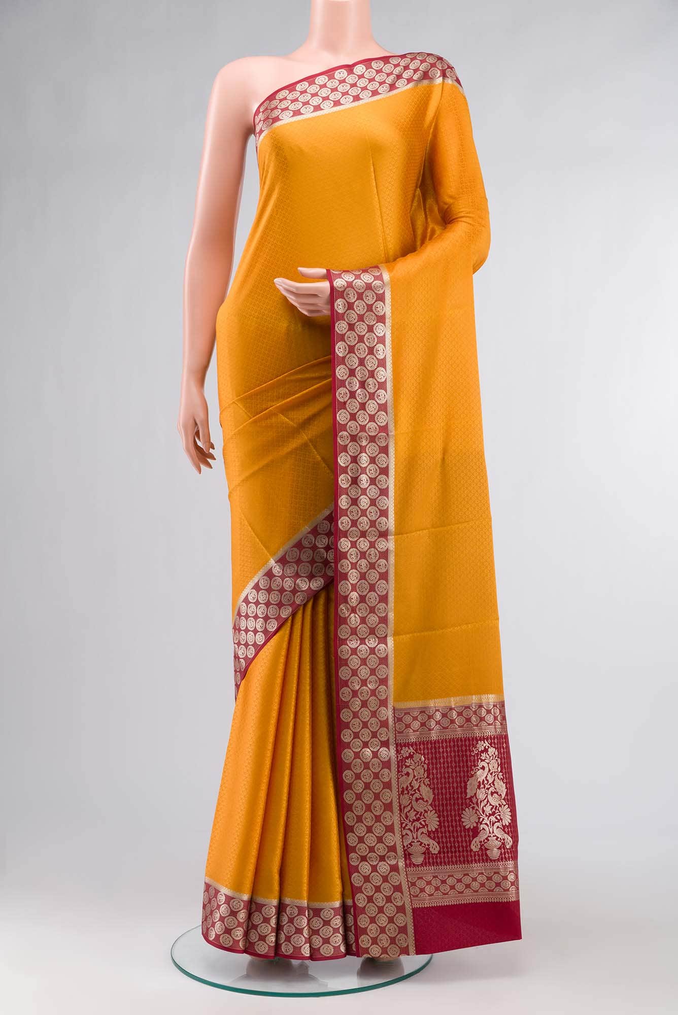 Mustard Mysore Crepe Saree
