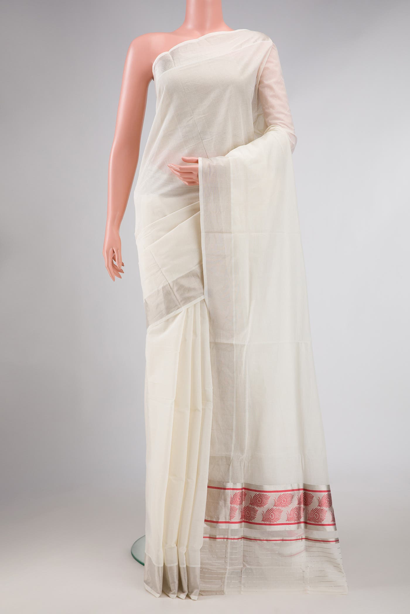 Off White Dual Tone Kerala Cotton Saree