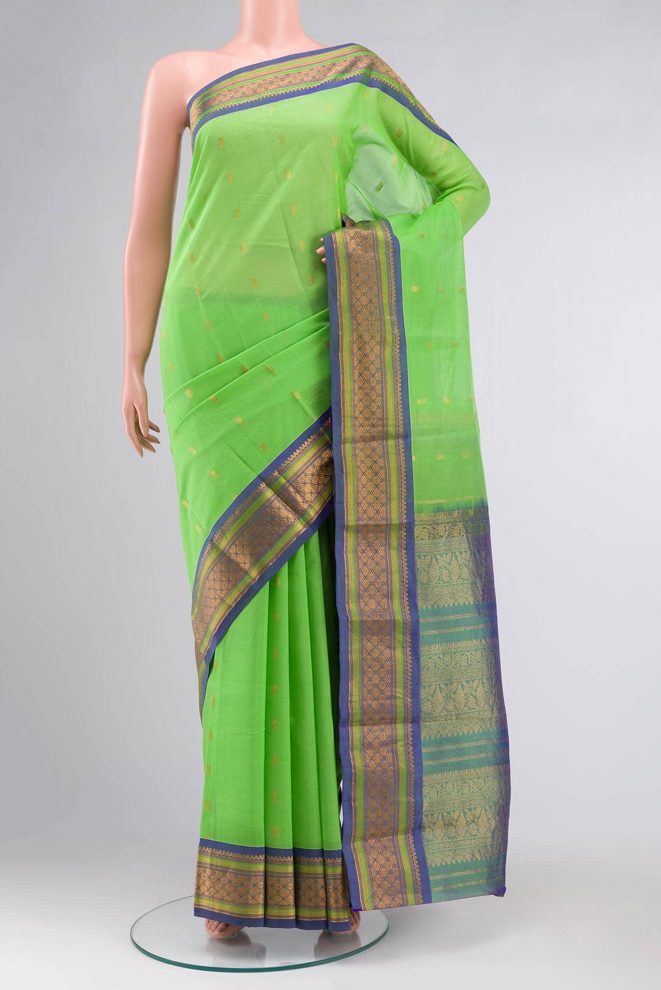 Green Gadwal Silk Cotton Saree