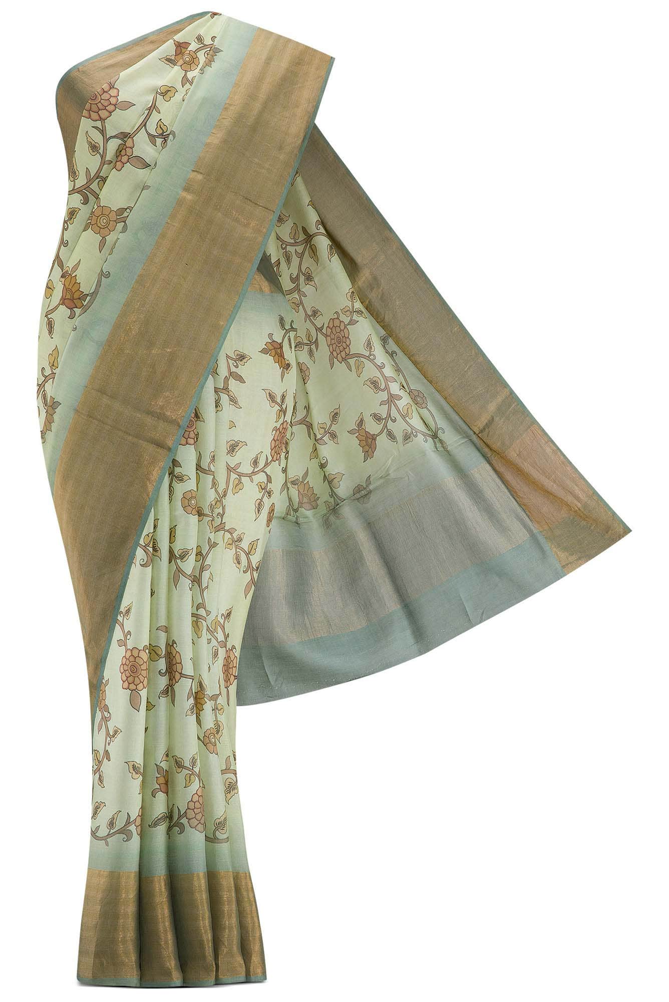 Pista Green Dual Tone Tussar Silk Saree