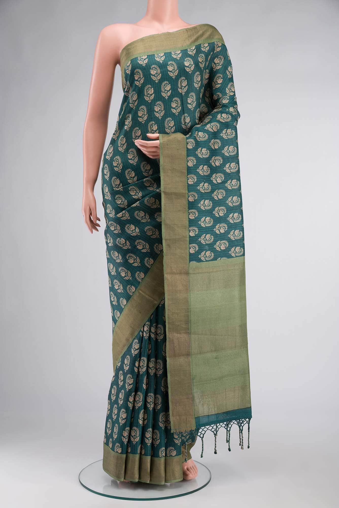 Green Bhagalpuri Tussar Silk Saree