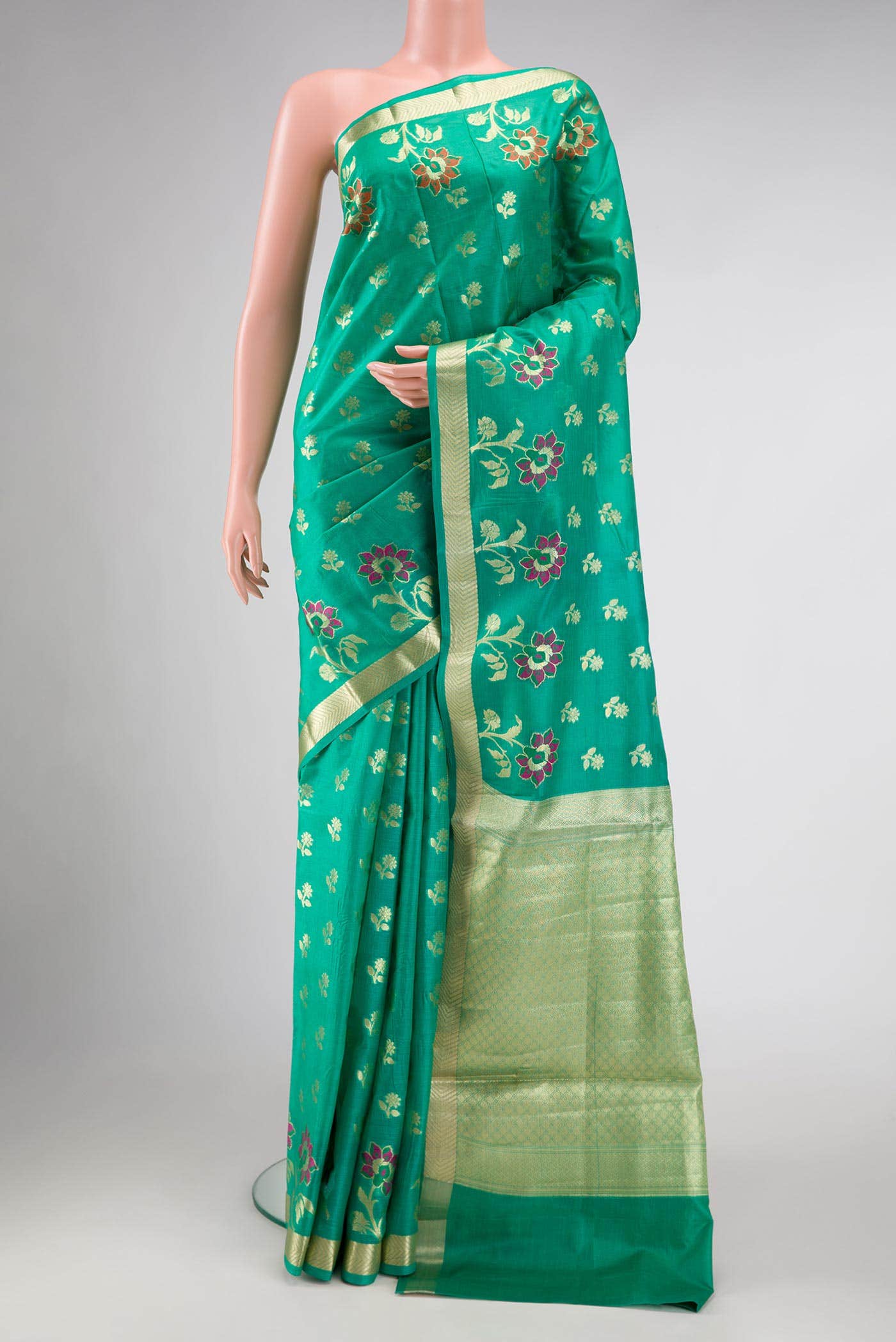 Green Dual Tone Tussar Silk Saree