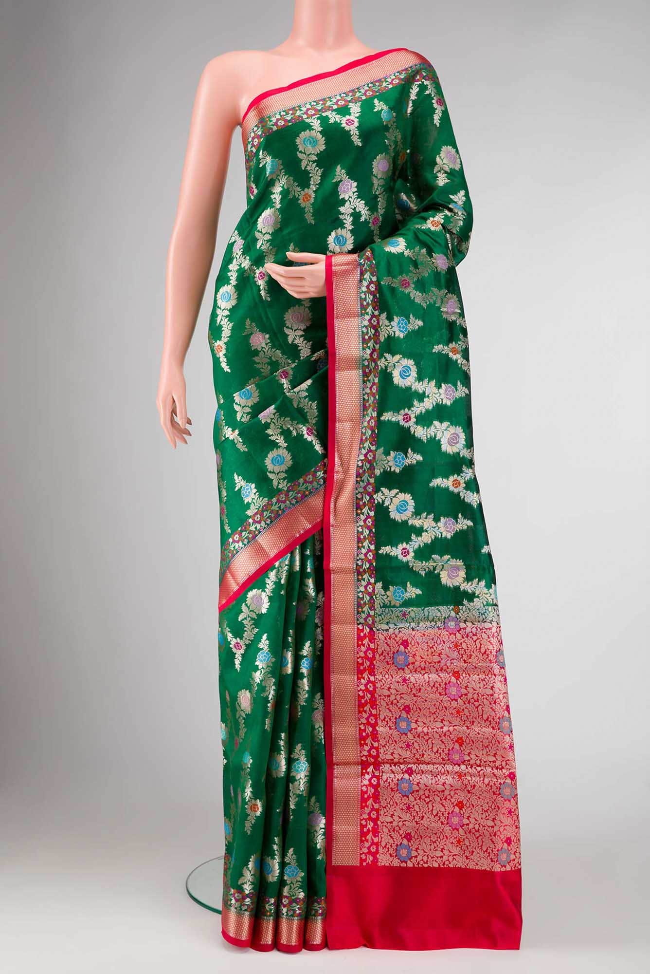 Green Dual Tone Tussar Silk Saree