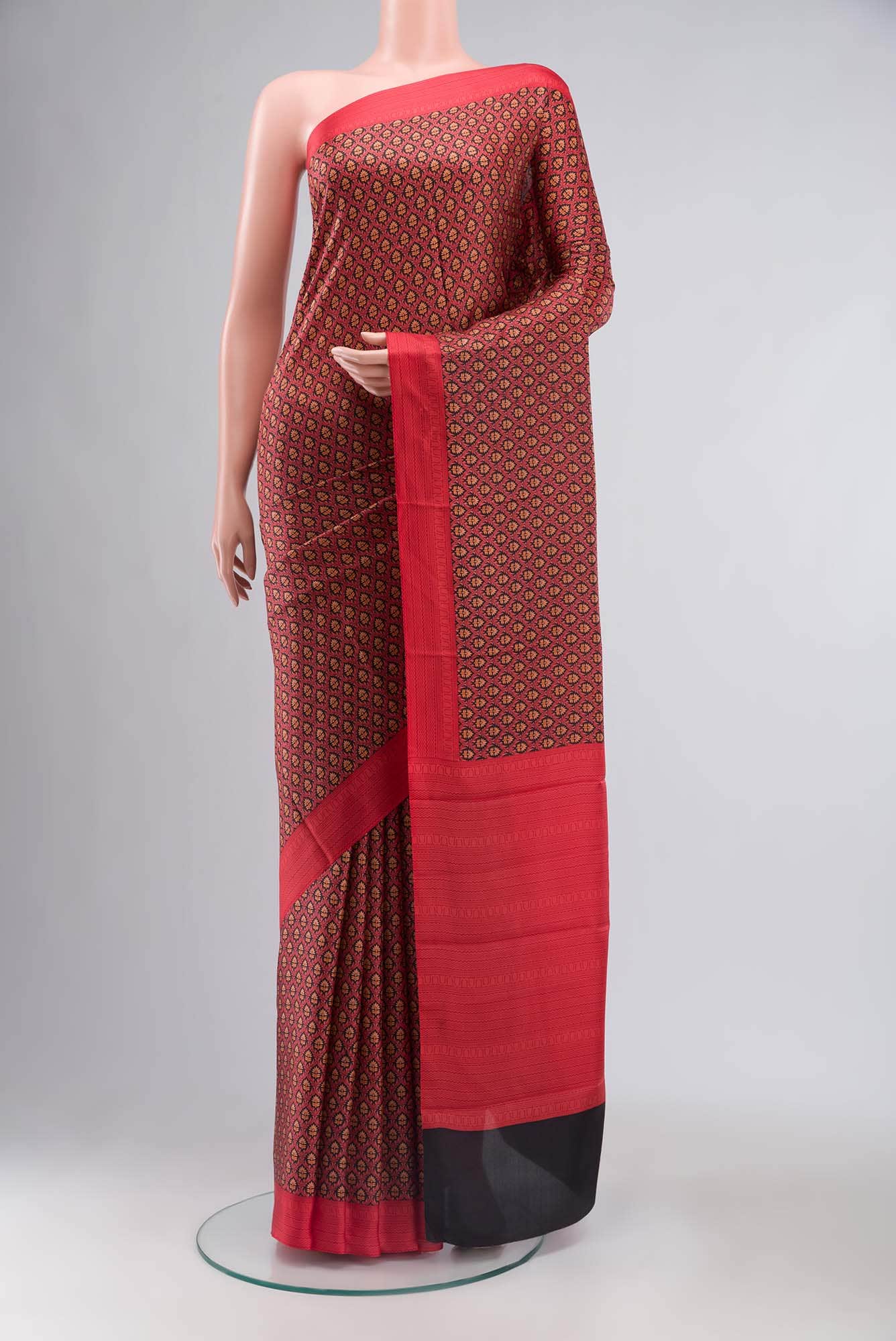 Red Printed Silk Saree