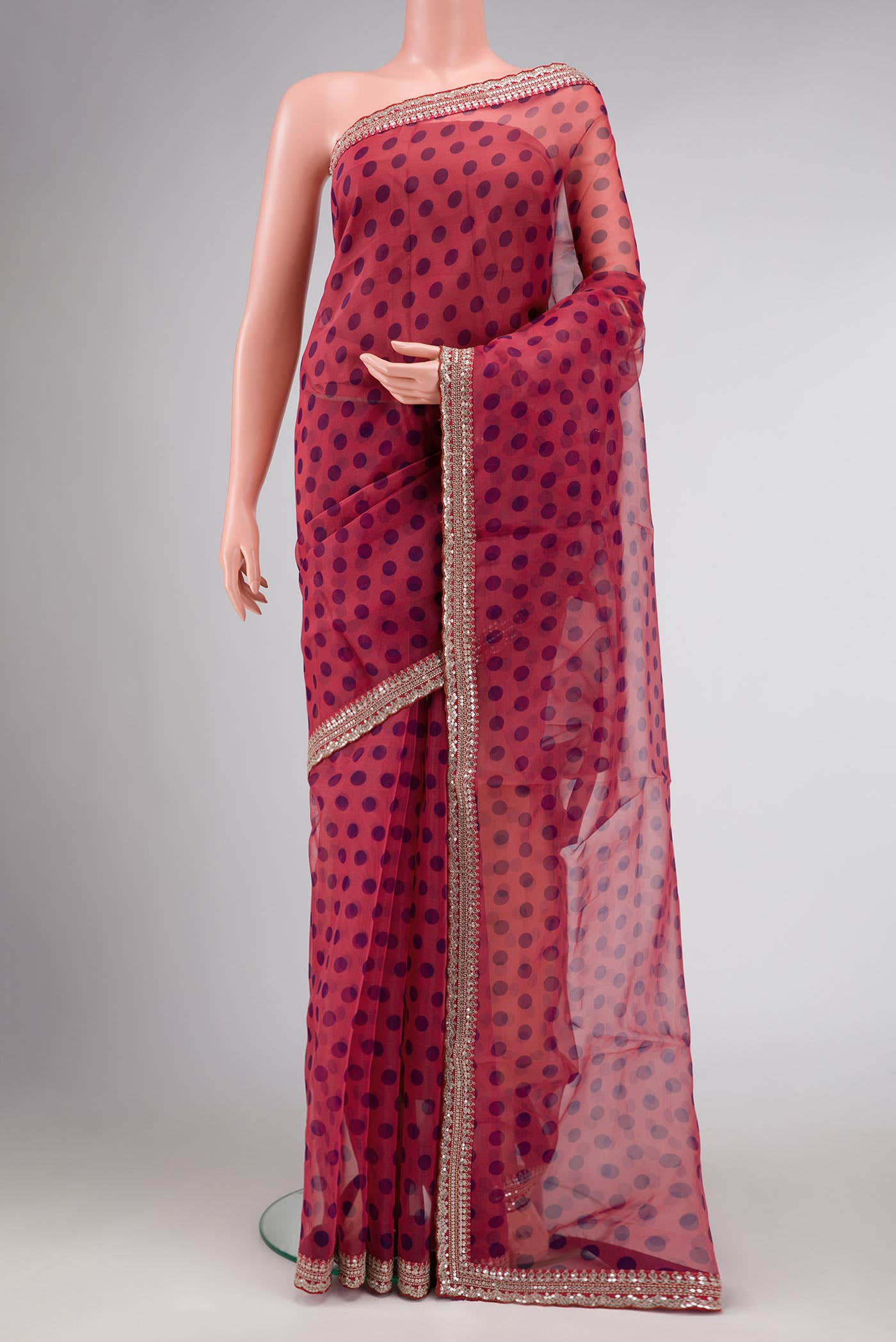 Dark Mauve Organza Silk Saree