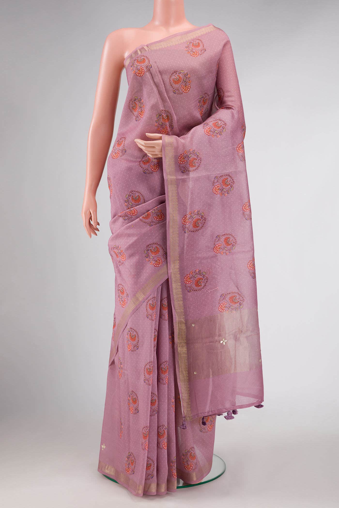Pink Dual Tone Jute Silk Saree