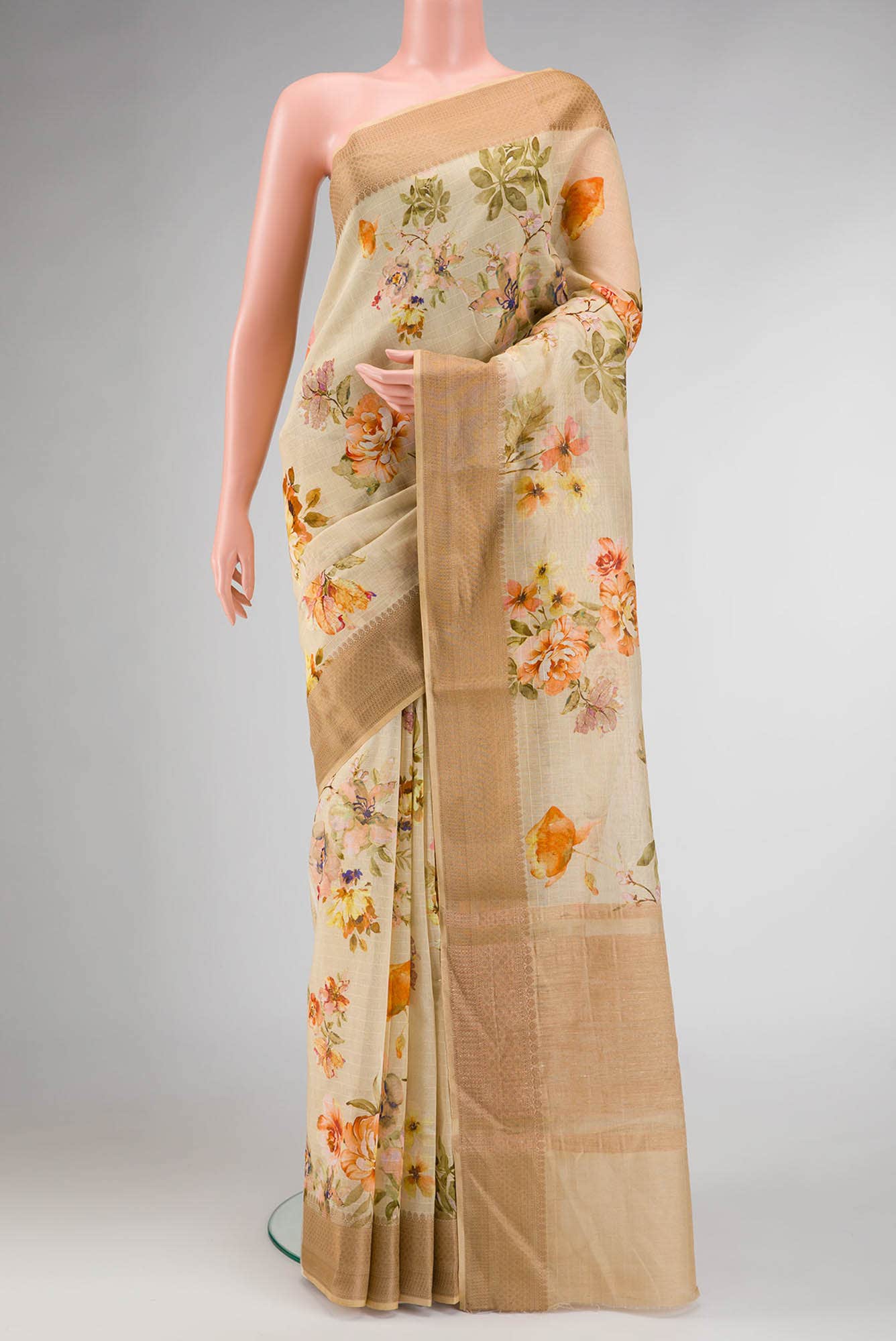 Sandal Dual Tone Chanderi Silk Saree