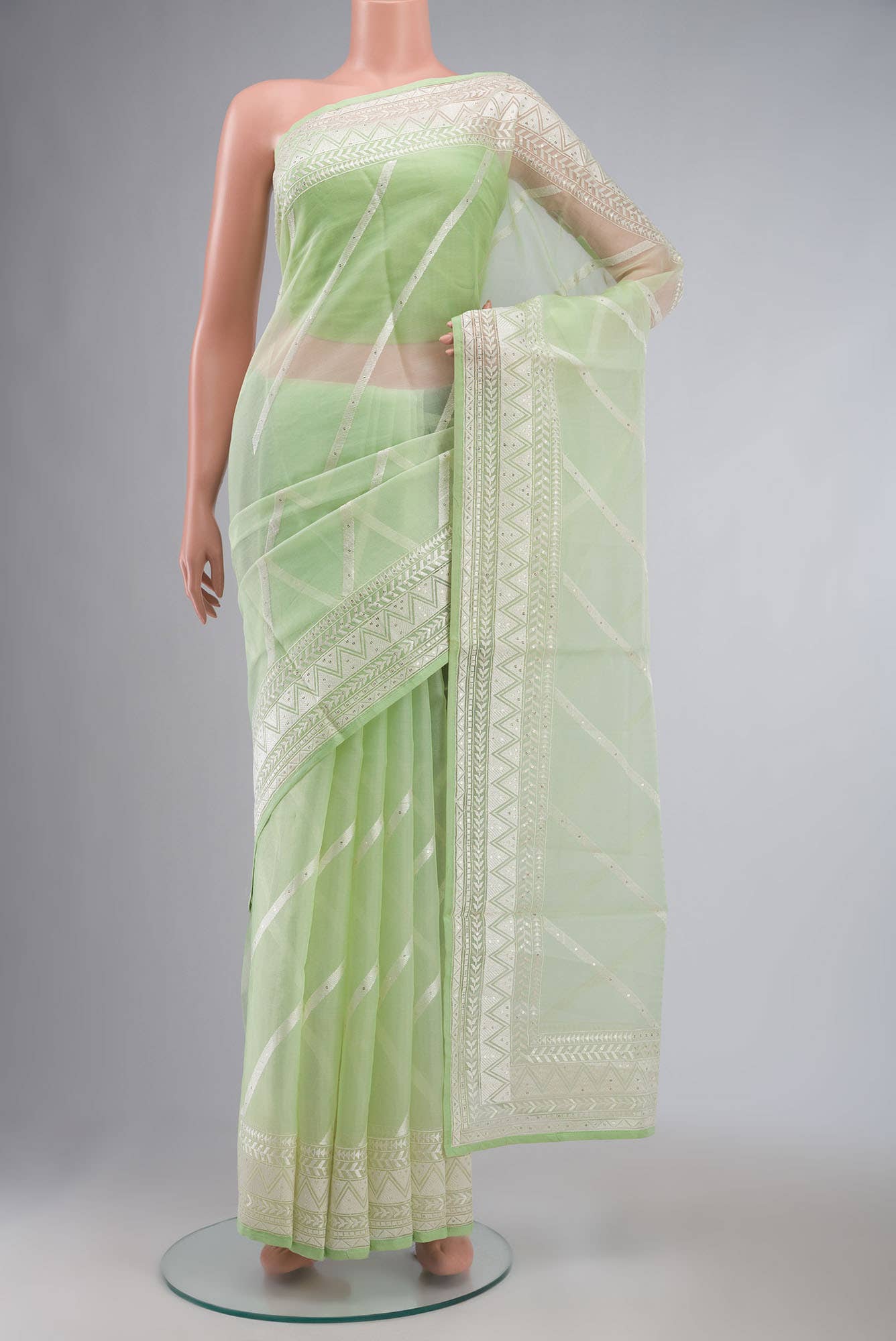 Light Green Organza Silk Saree