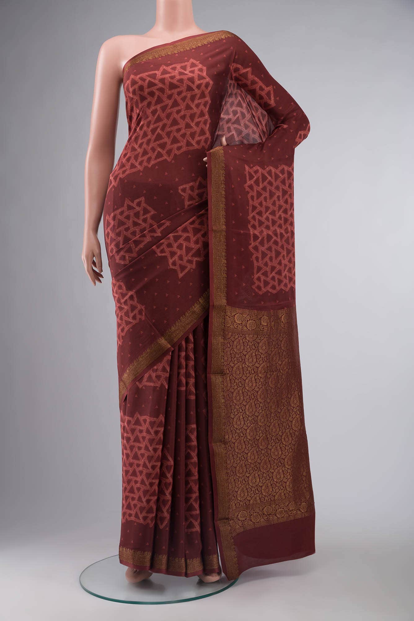 Rust Crepe Saree