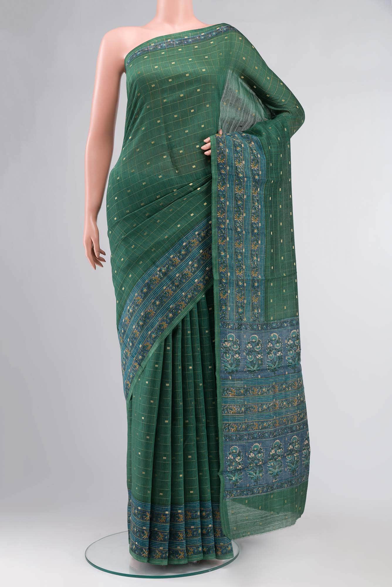 Green Bhagalpuri Tussar Silk Saree