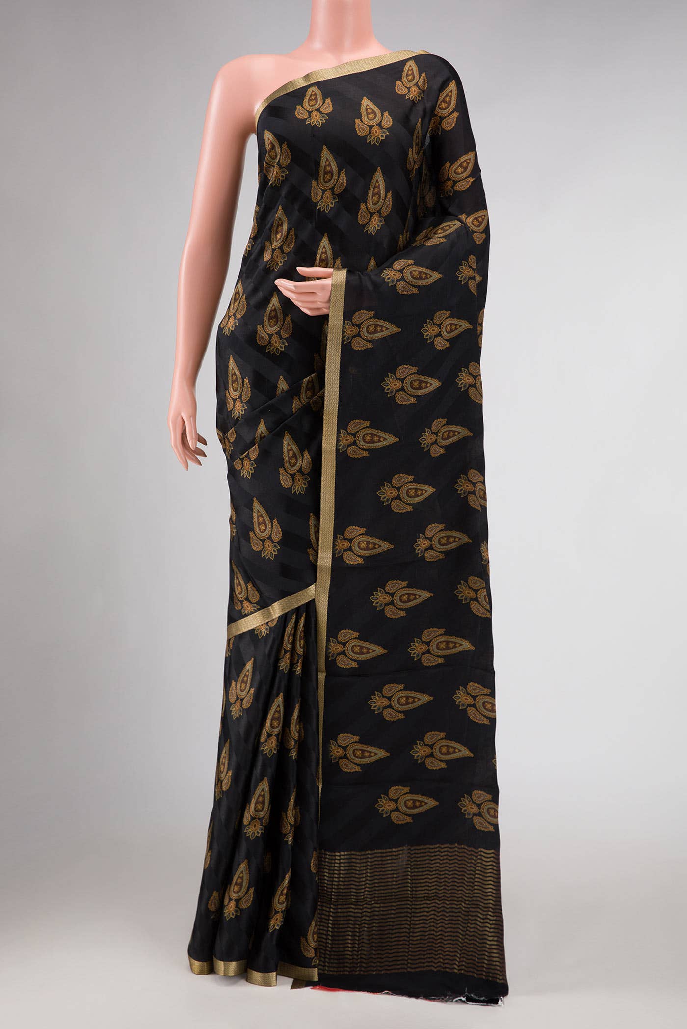 Black Mysore Crepe Saree