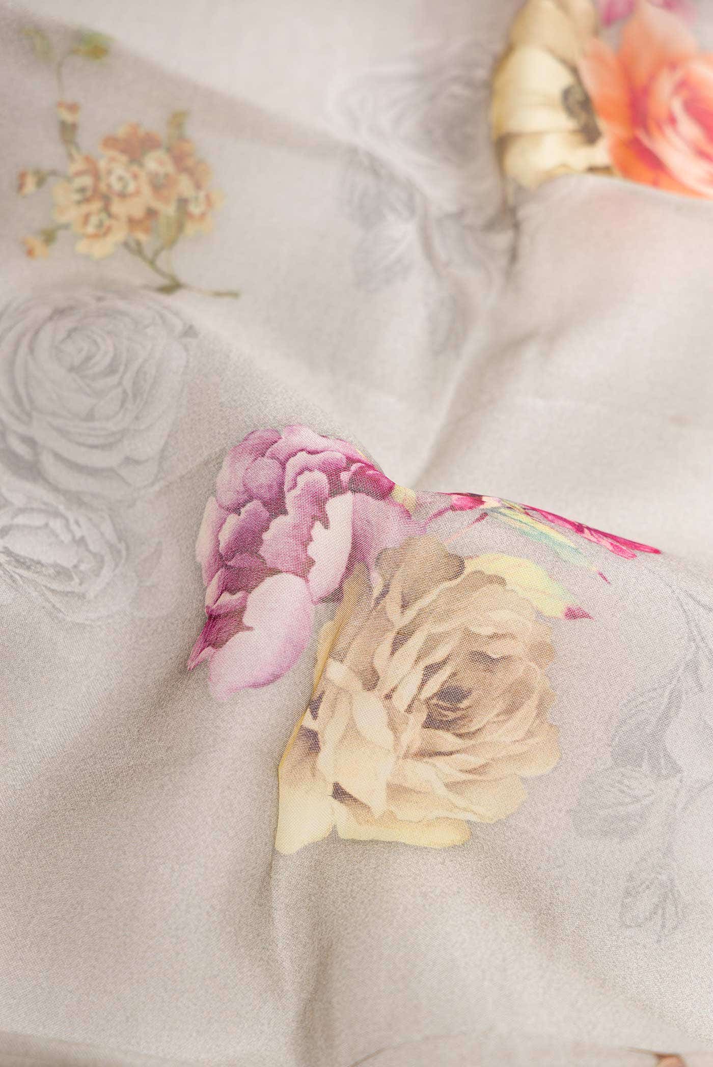 Grey Organza Silk Saree