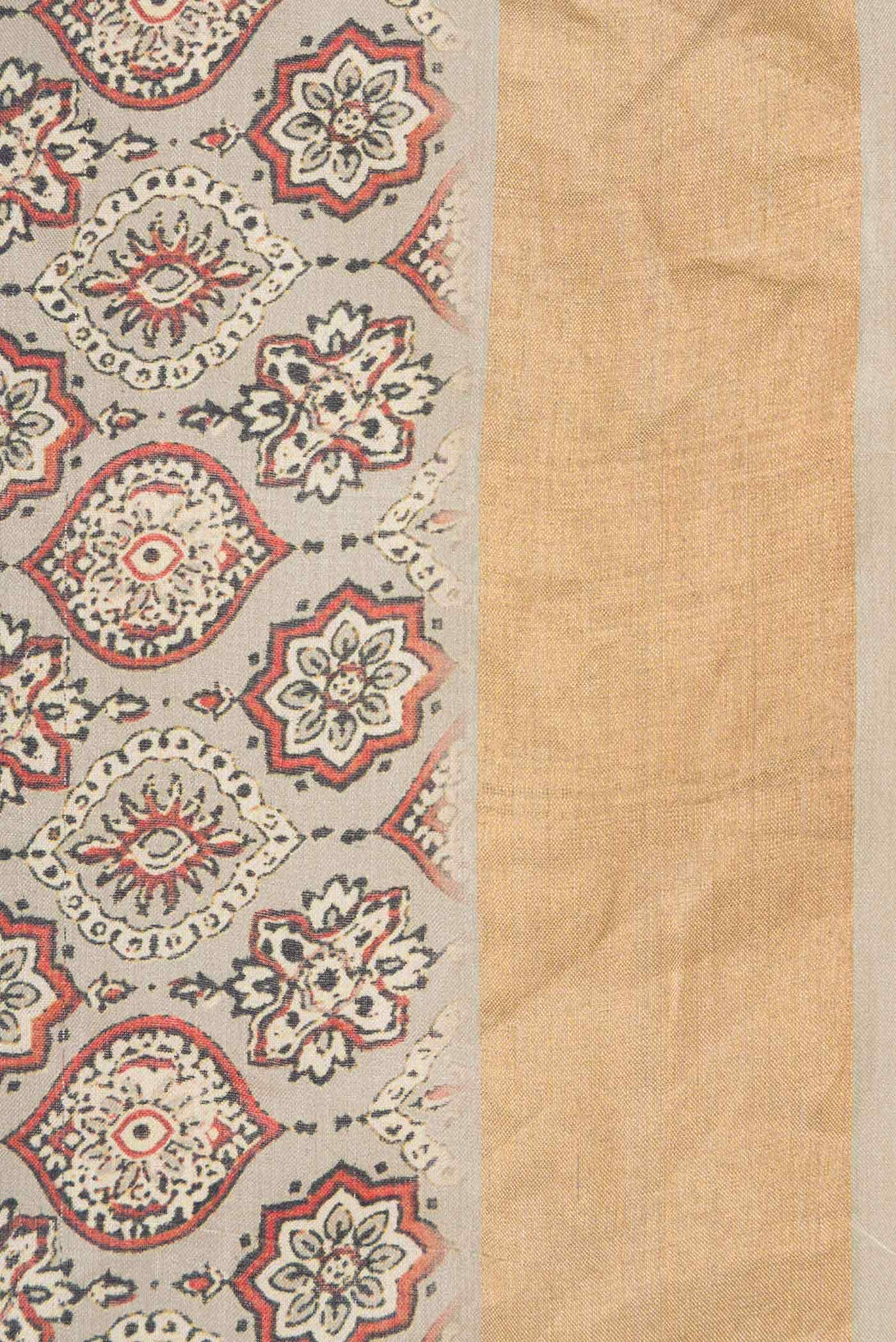 Grey Tussar Silk Saree