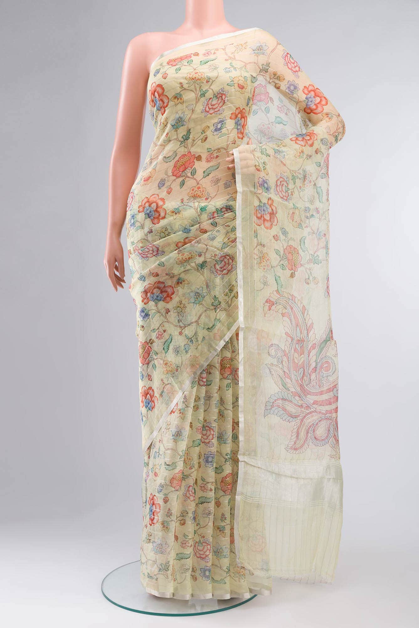 Yellow Organza Silk Saree