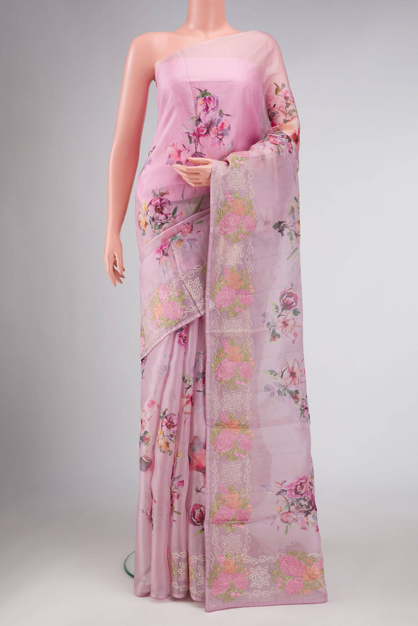 Lilac Organza Silk Saree
