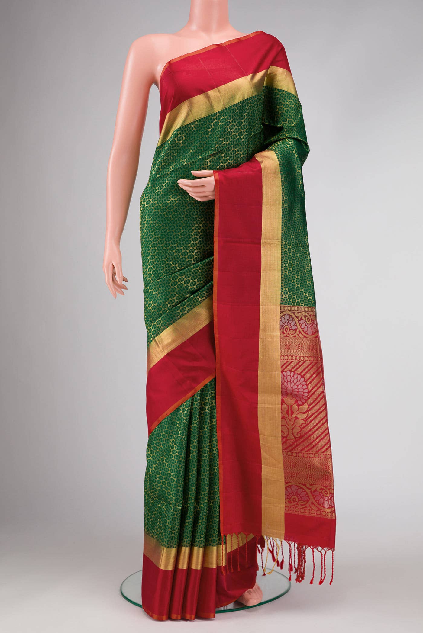 Green Dual Tone Soft Silk Saree