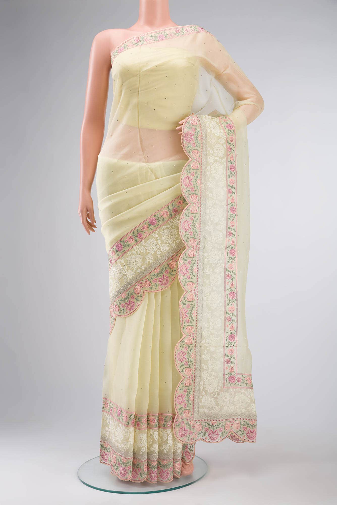 Yellow Organza Silk Saree