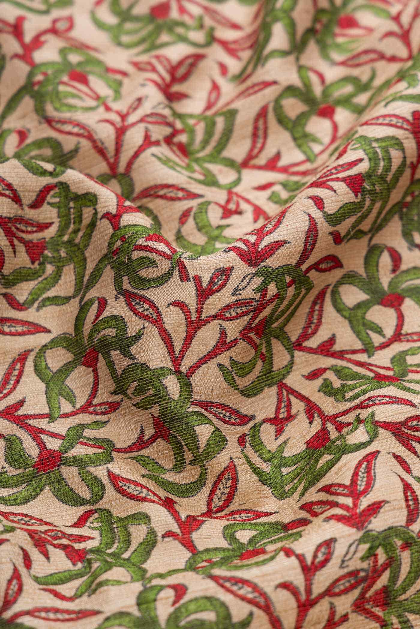 Beige Tussar Silk Saree