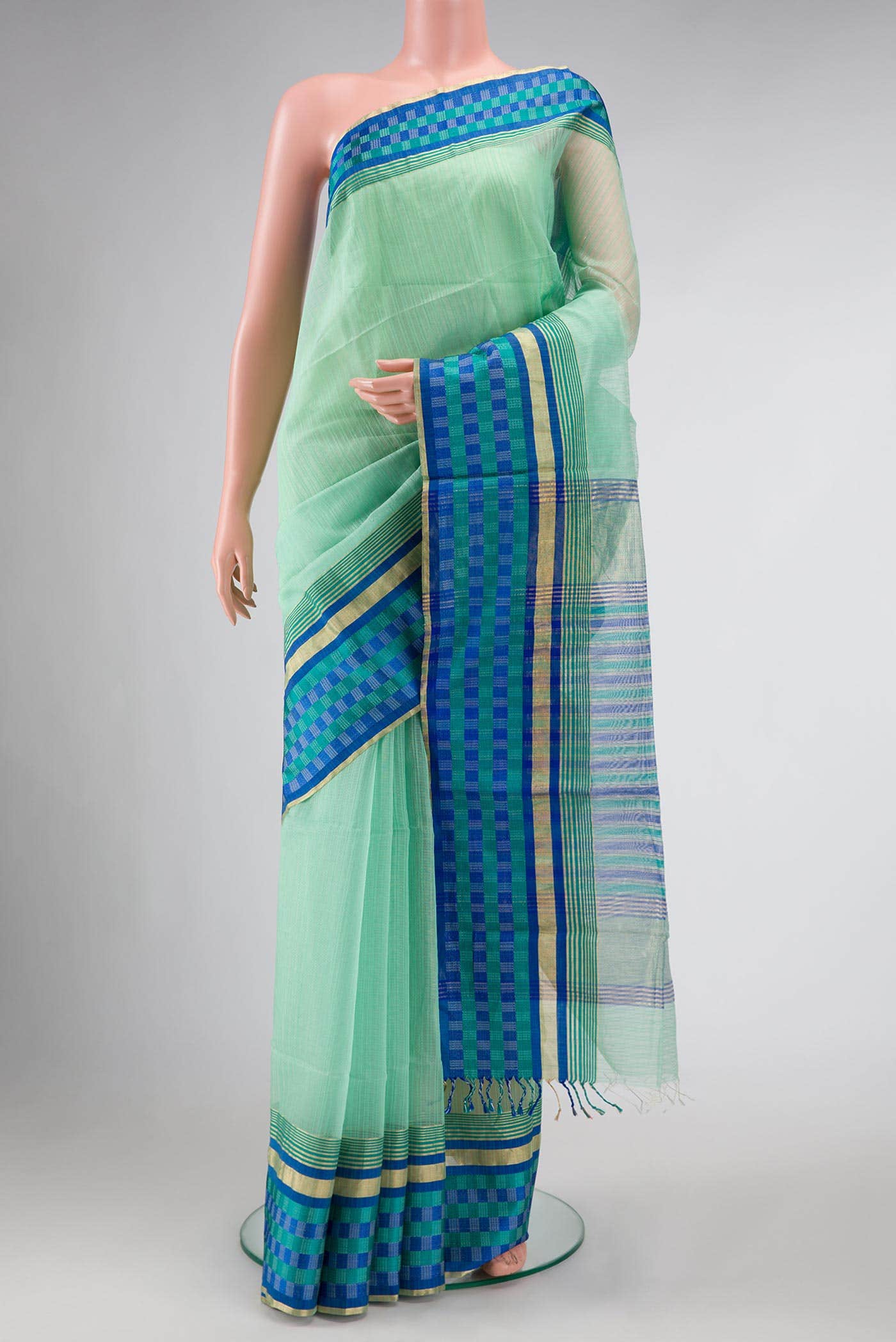 Light Green Blended Chanderi Silk Saree