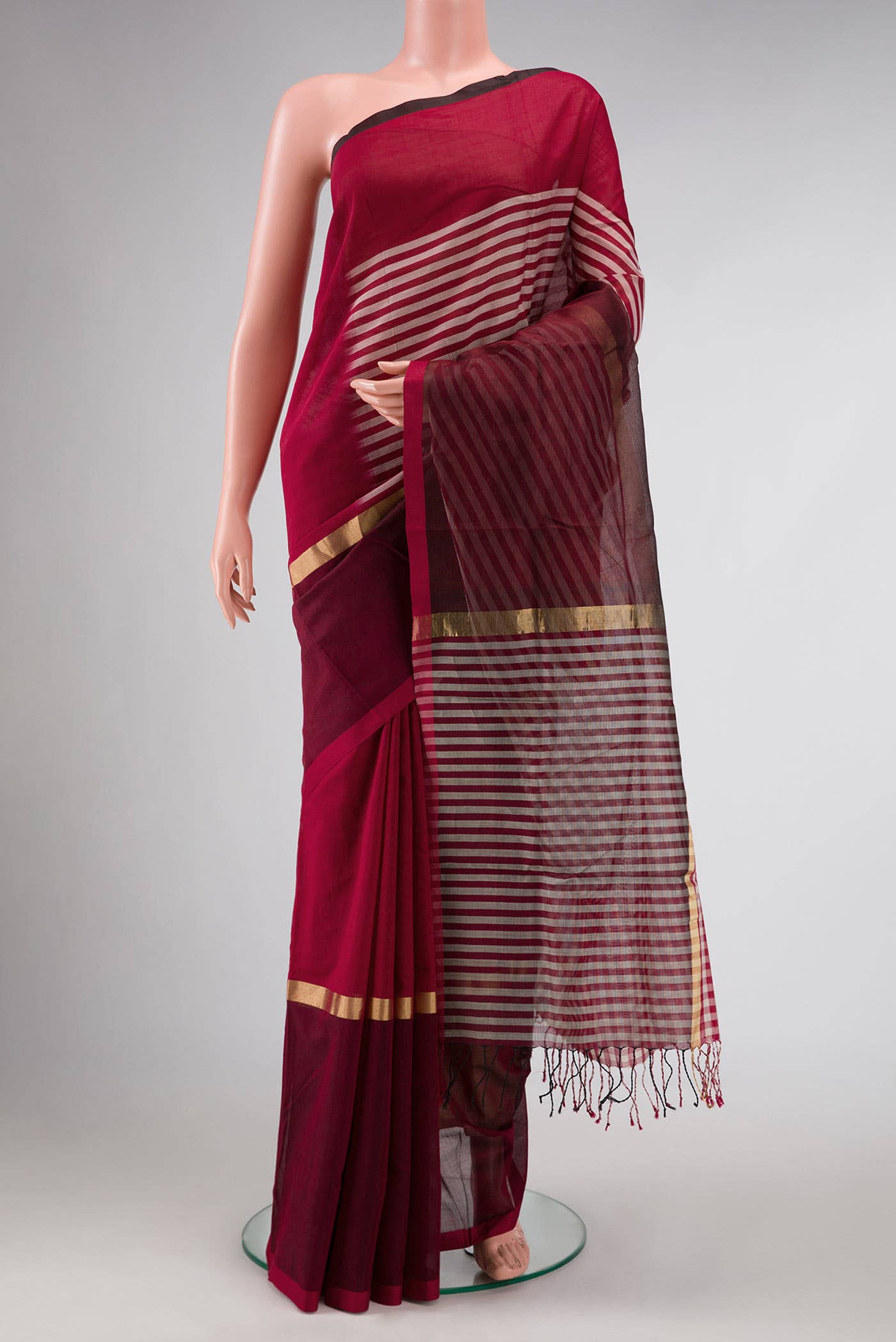 Maroon Blended Chanderi Silk Saree