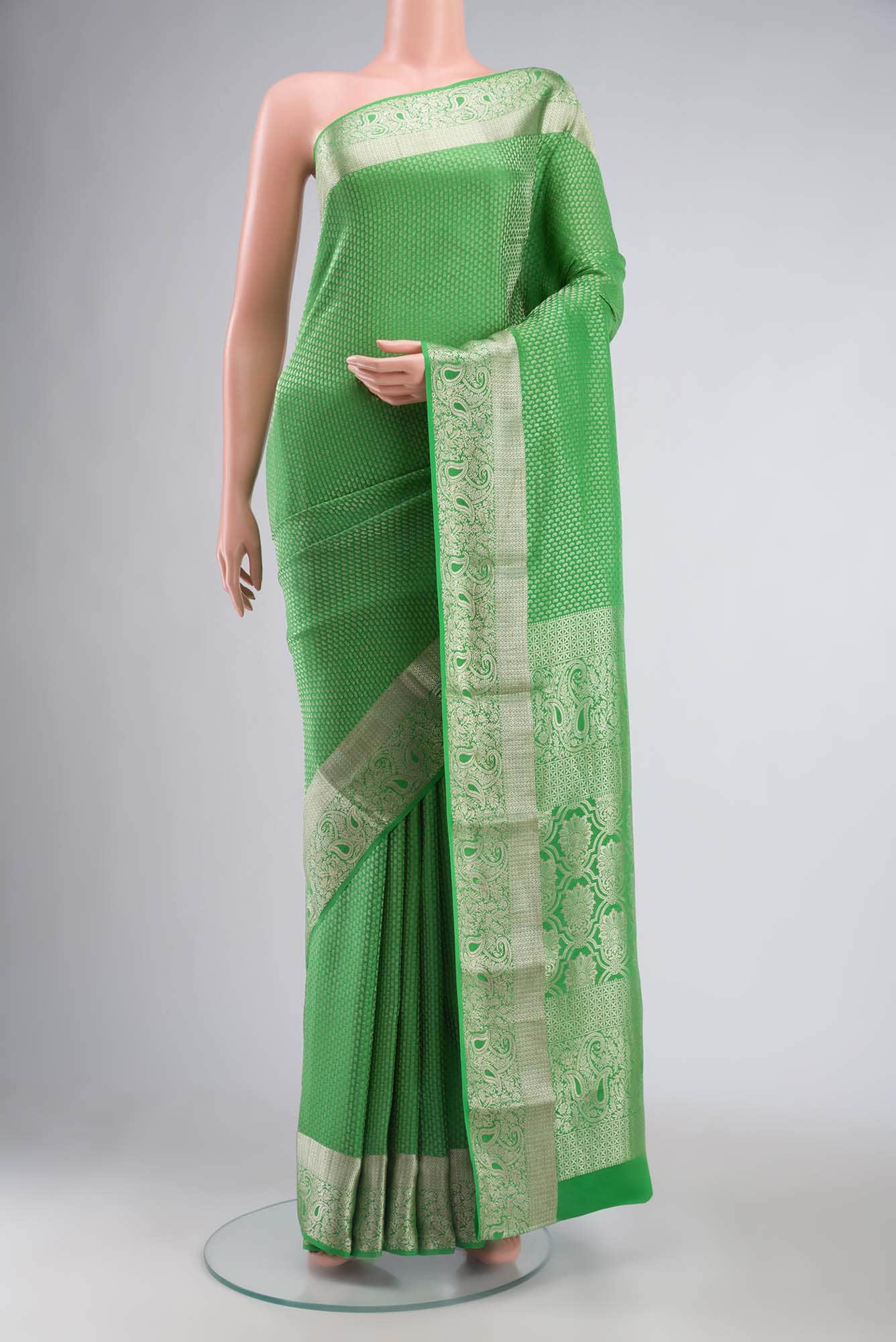 Green Mysore Crepe Saree